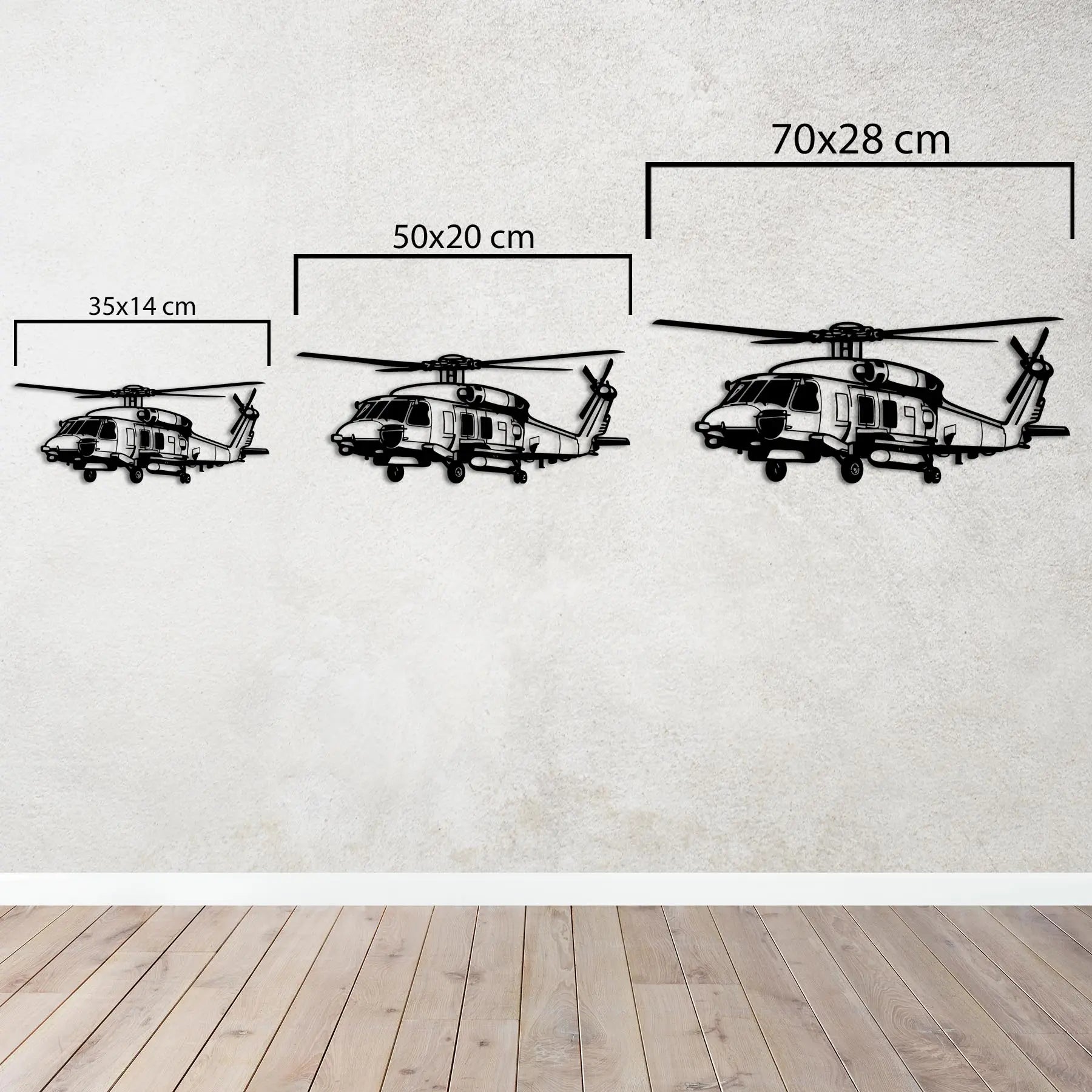 SH-70B SeaHawk Helikopter Metal Duvar Dekoru Laser Artique