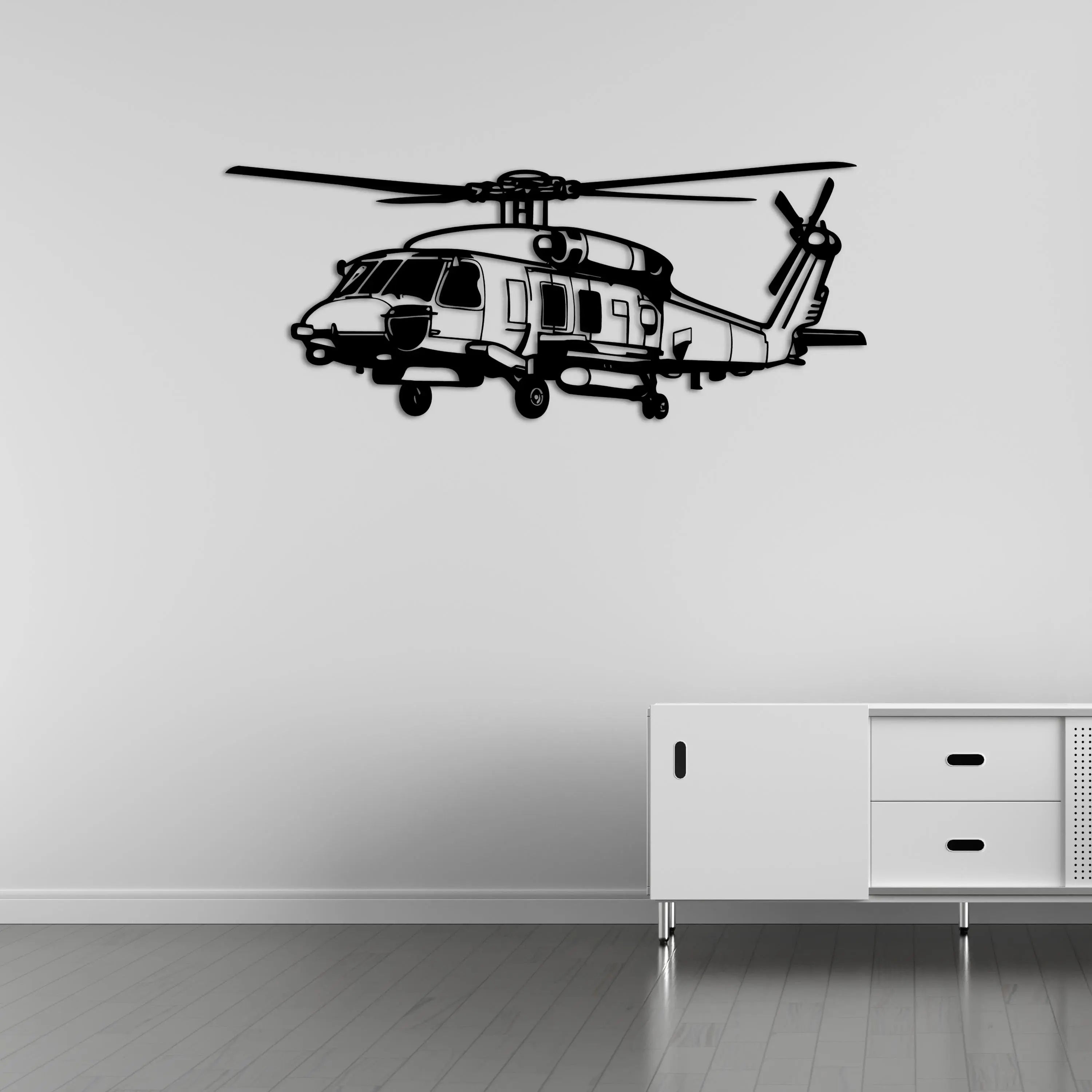 SH-70B SeaHawk Helikopter Metal Duvar Dekoru Laser Artique