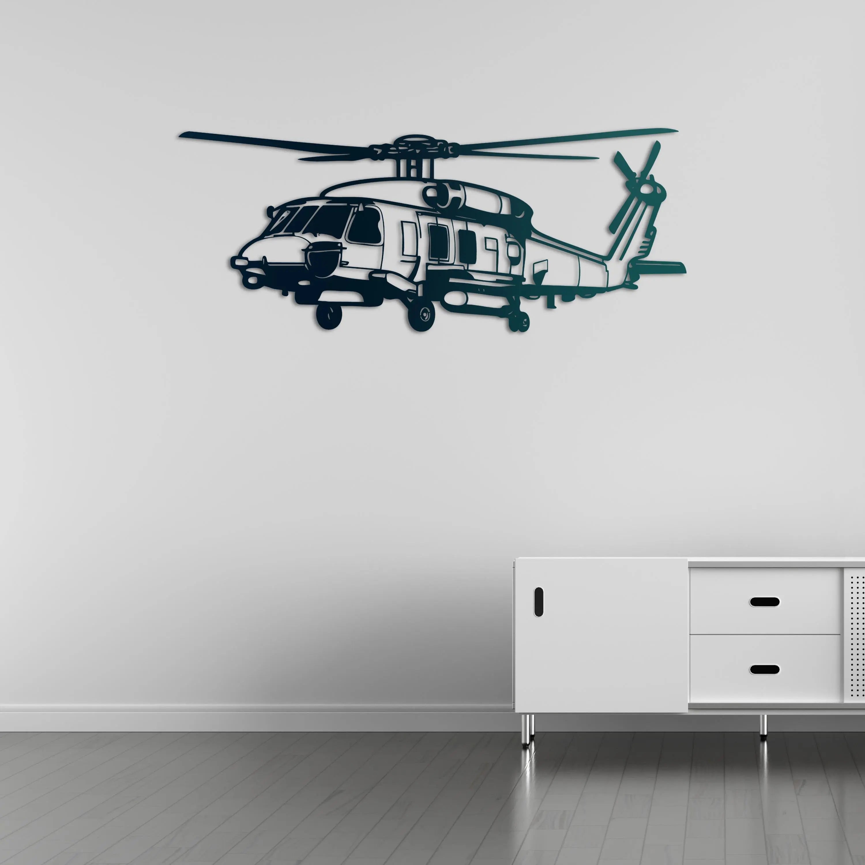 SH-70B SeaHawk Helikopter Metal Duvar Dekoru Laser Artique