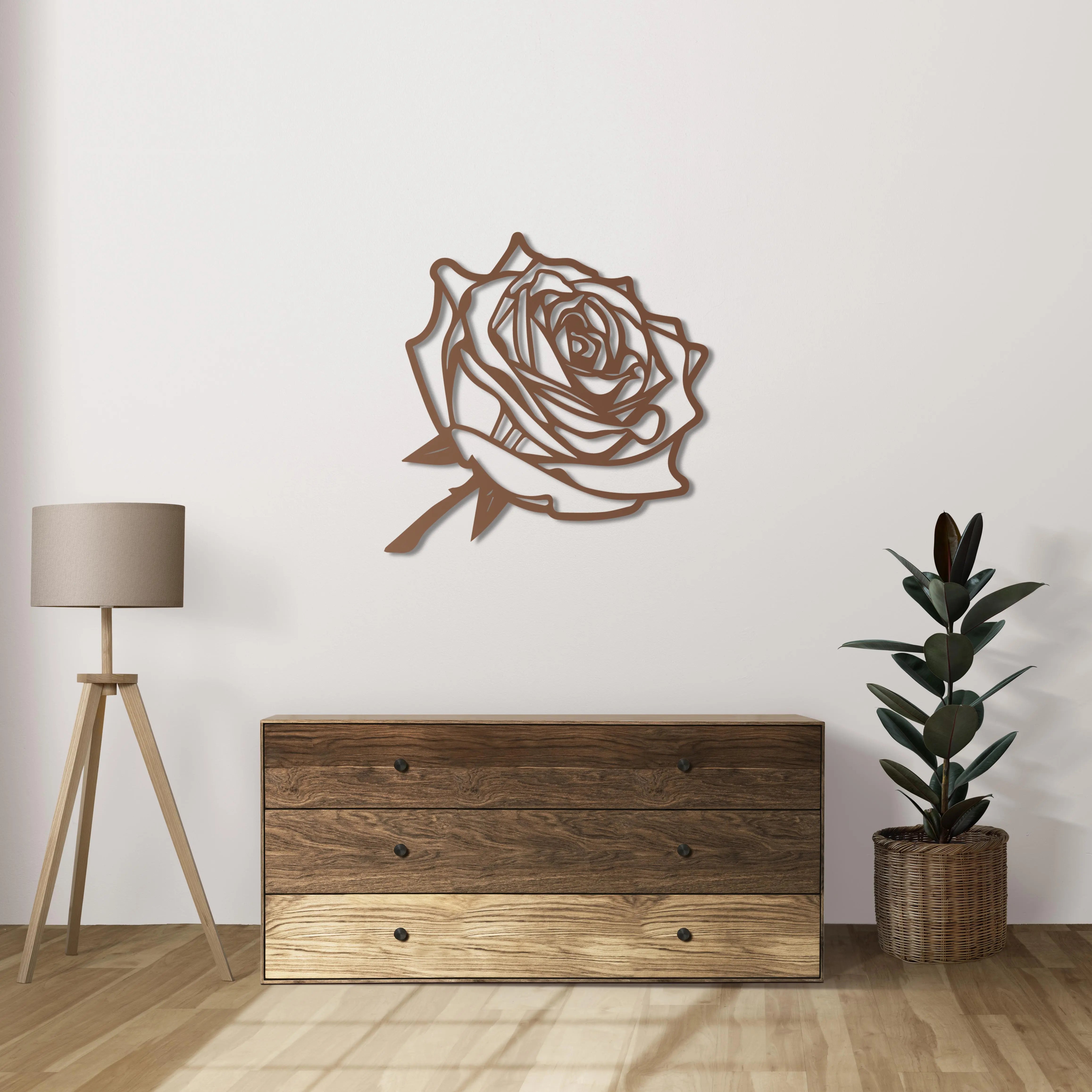 Siyah Gül Metal Duvar Dekoru Laser Artique