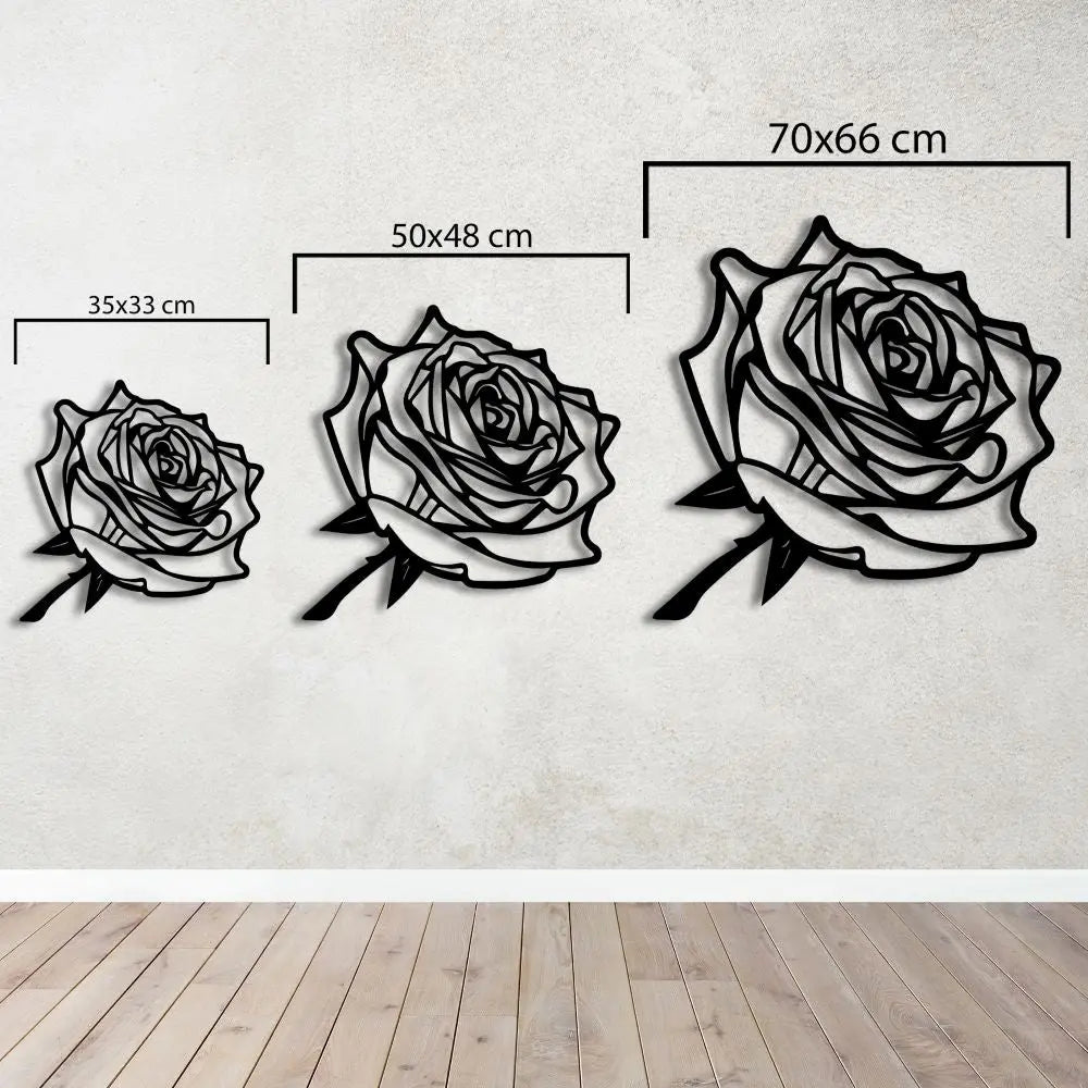 Siyah Gül Metal Duvar Dekoru Laser Artique
