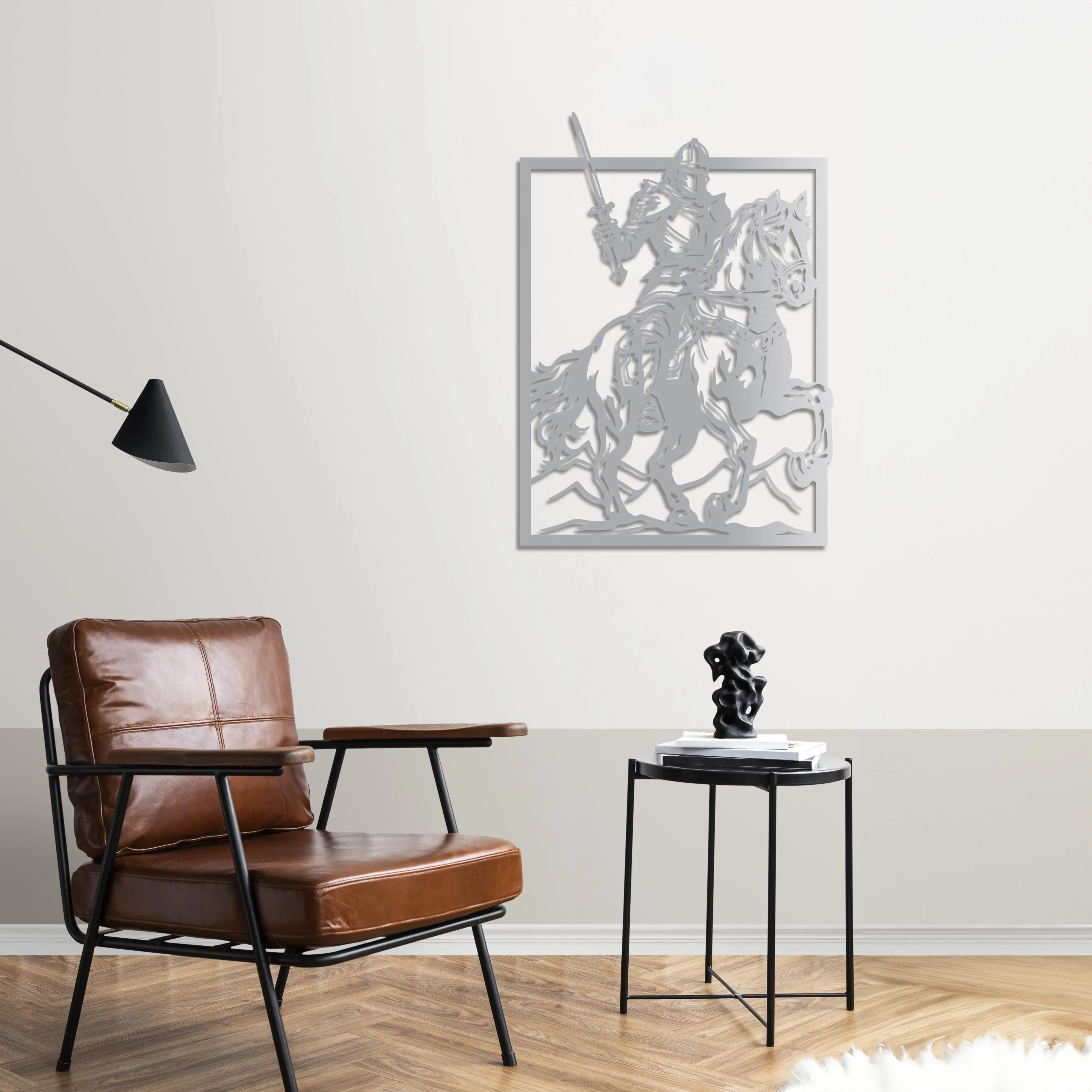 Şövalye Fırtınası Metal Duvar Dekoru Laser Artique