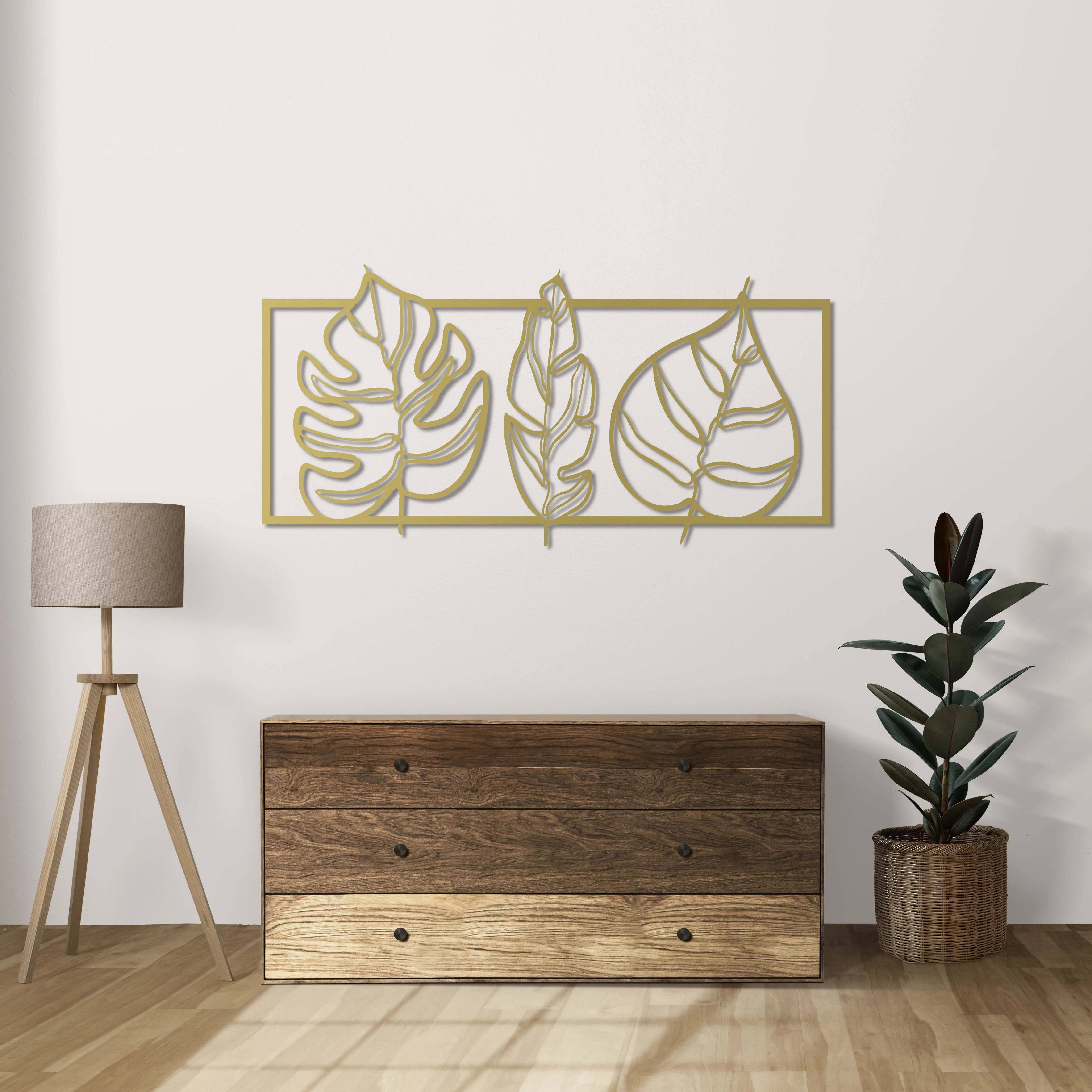 Tropik Esinti Metal Duvar Dekoru Laser Artique