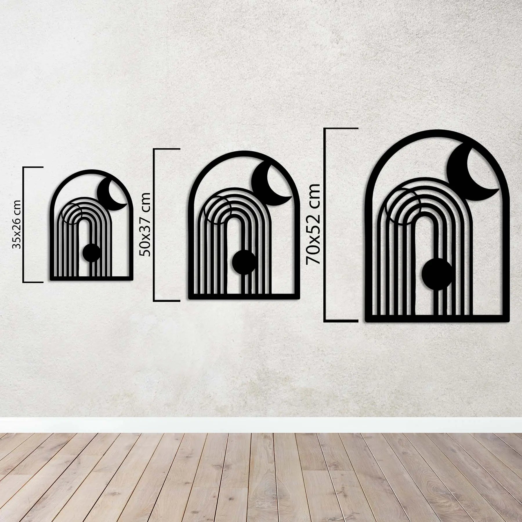 Ritmin Üç Hâli: Ay, Doğa, Güneş Metal Duvar Dekoru Laser Artique