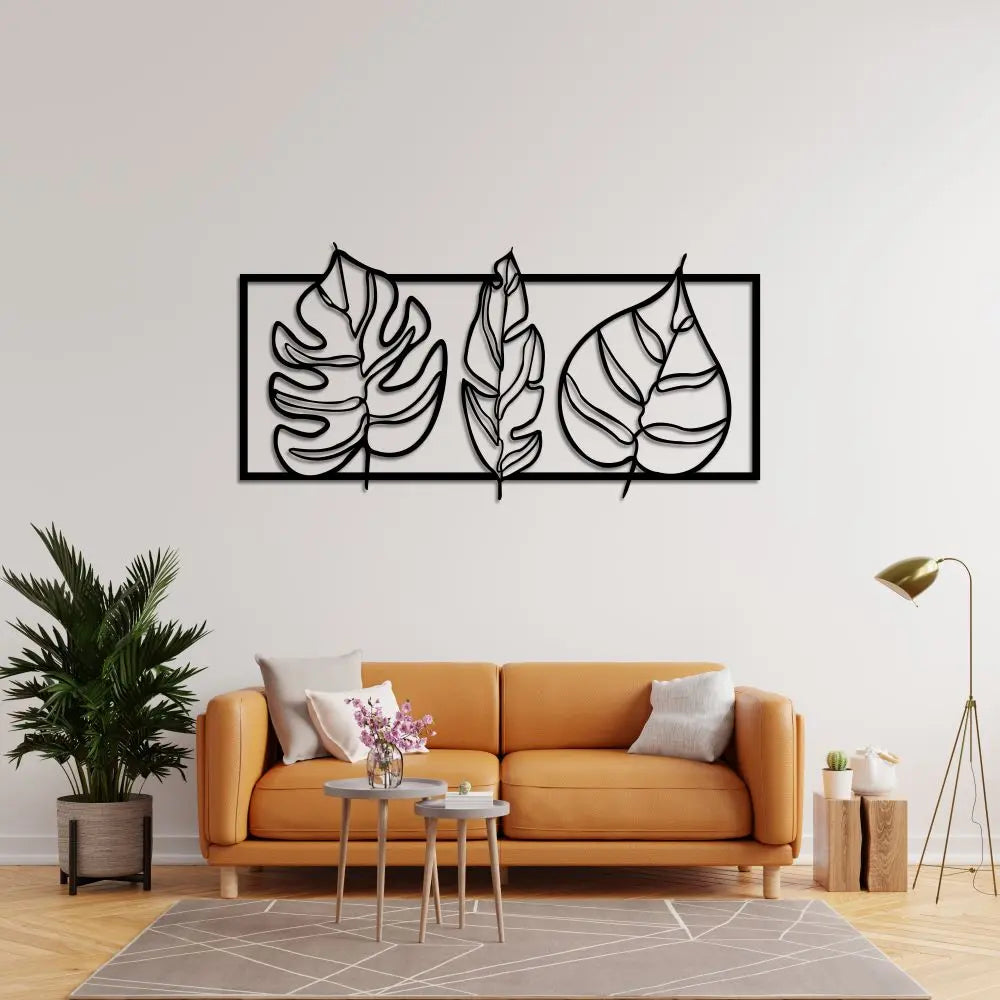 Tropik Esinti Metal Duvar Dekoru Laser Artique