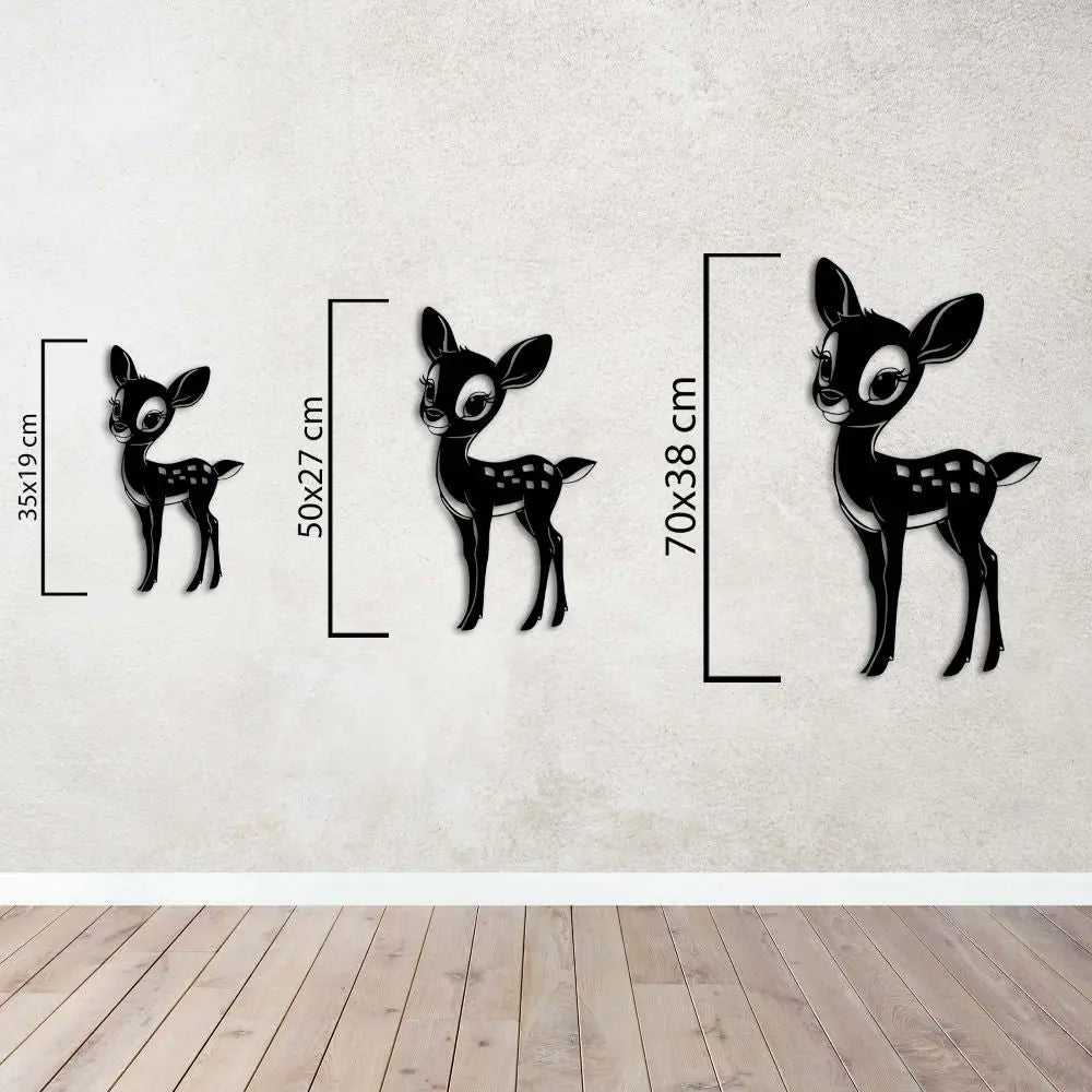 Sevimli Yavru Geyik Metal Duvar Dekoru Laser Artique