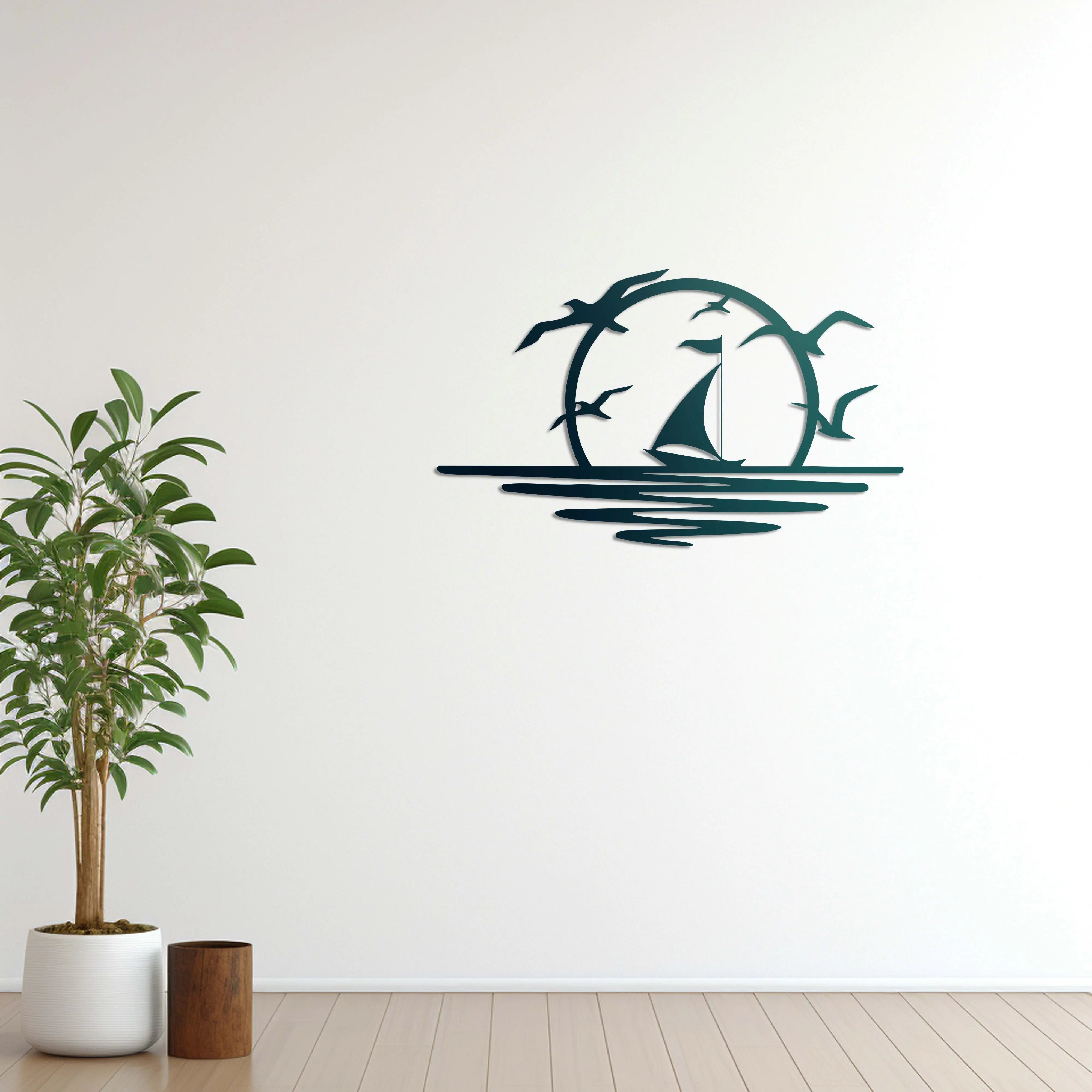 Rüzgarla Gelen Huzur Metal Duvar Dekoru Laser Artique