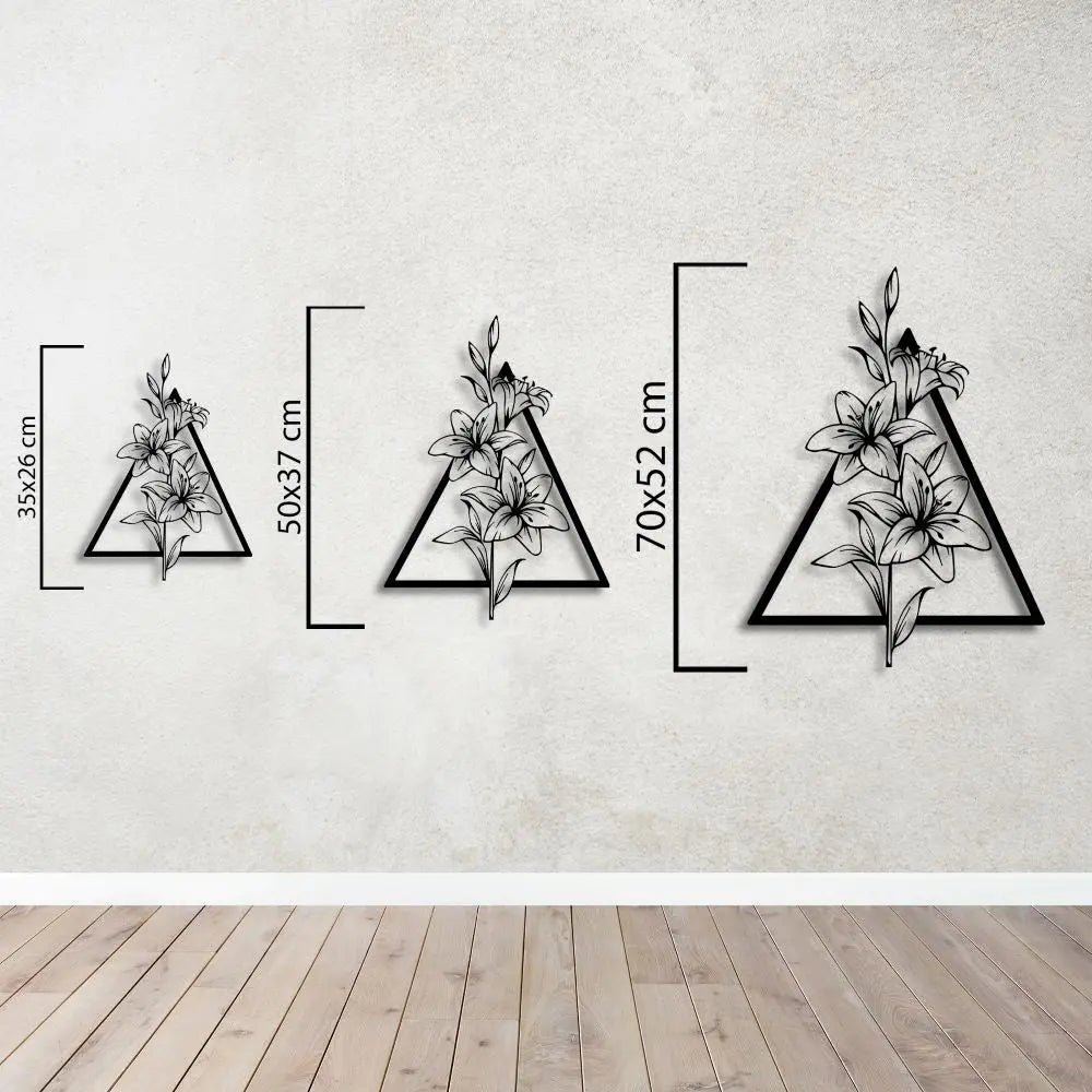 Zambaklar Metal Duvar Dekoru Laser Artique