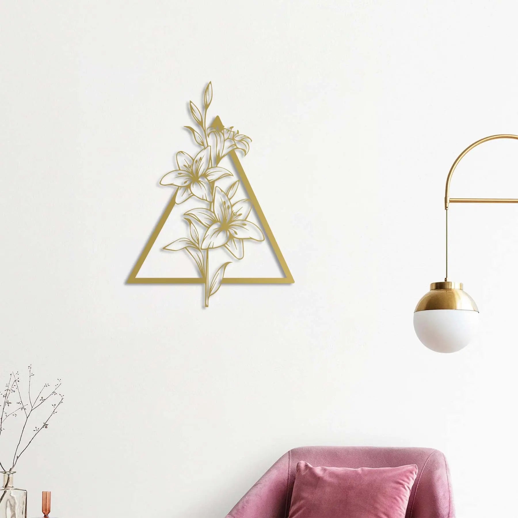 Zambaklar Metal Duvar Dekoru Laser Artique