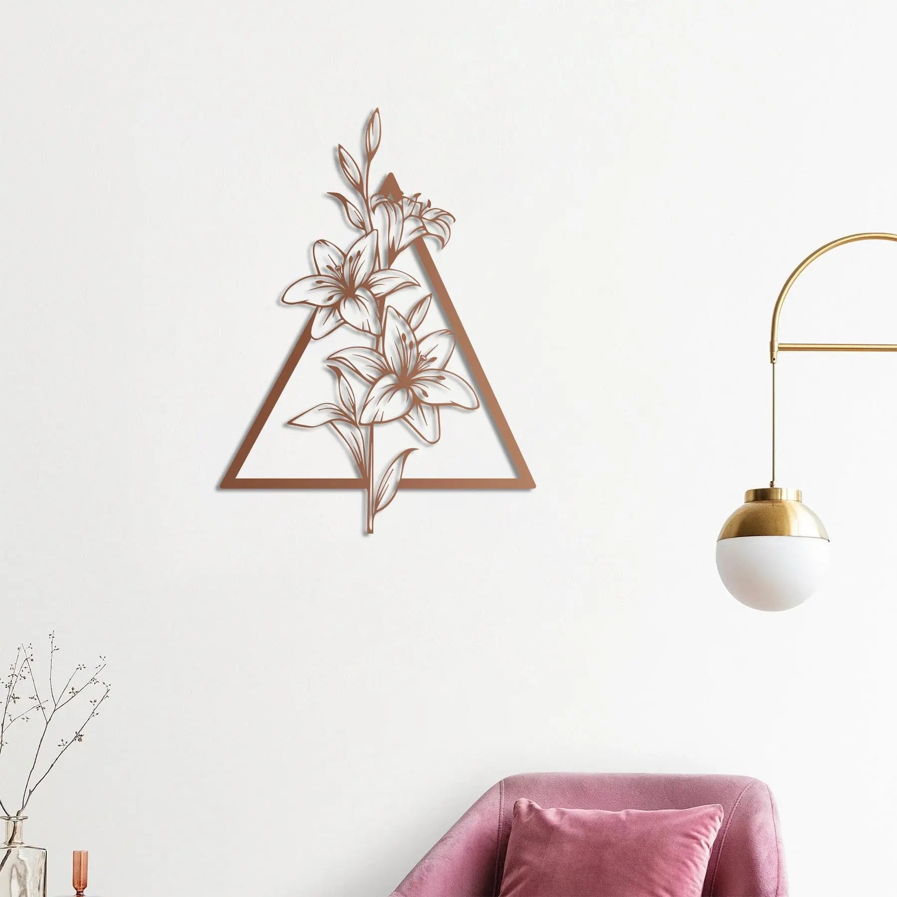 Zambaklar Metal Duvar Dekoru Laser Artique