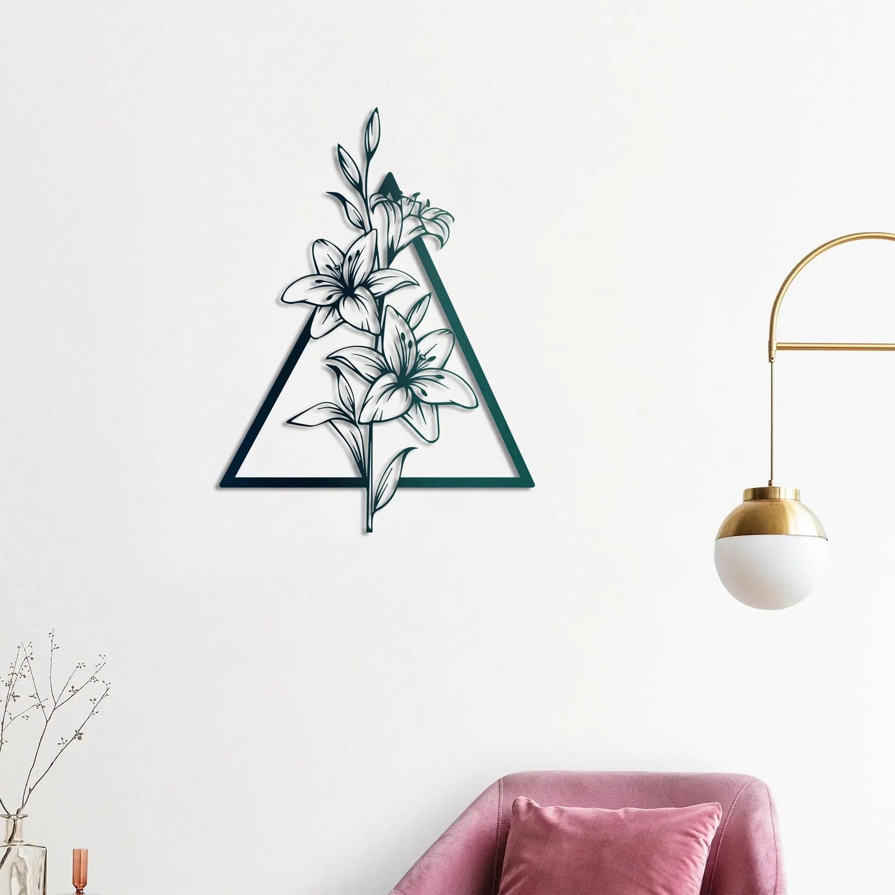 Zambaklar Metal Duvar Dekoru Laser Artique