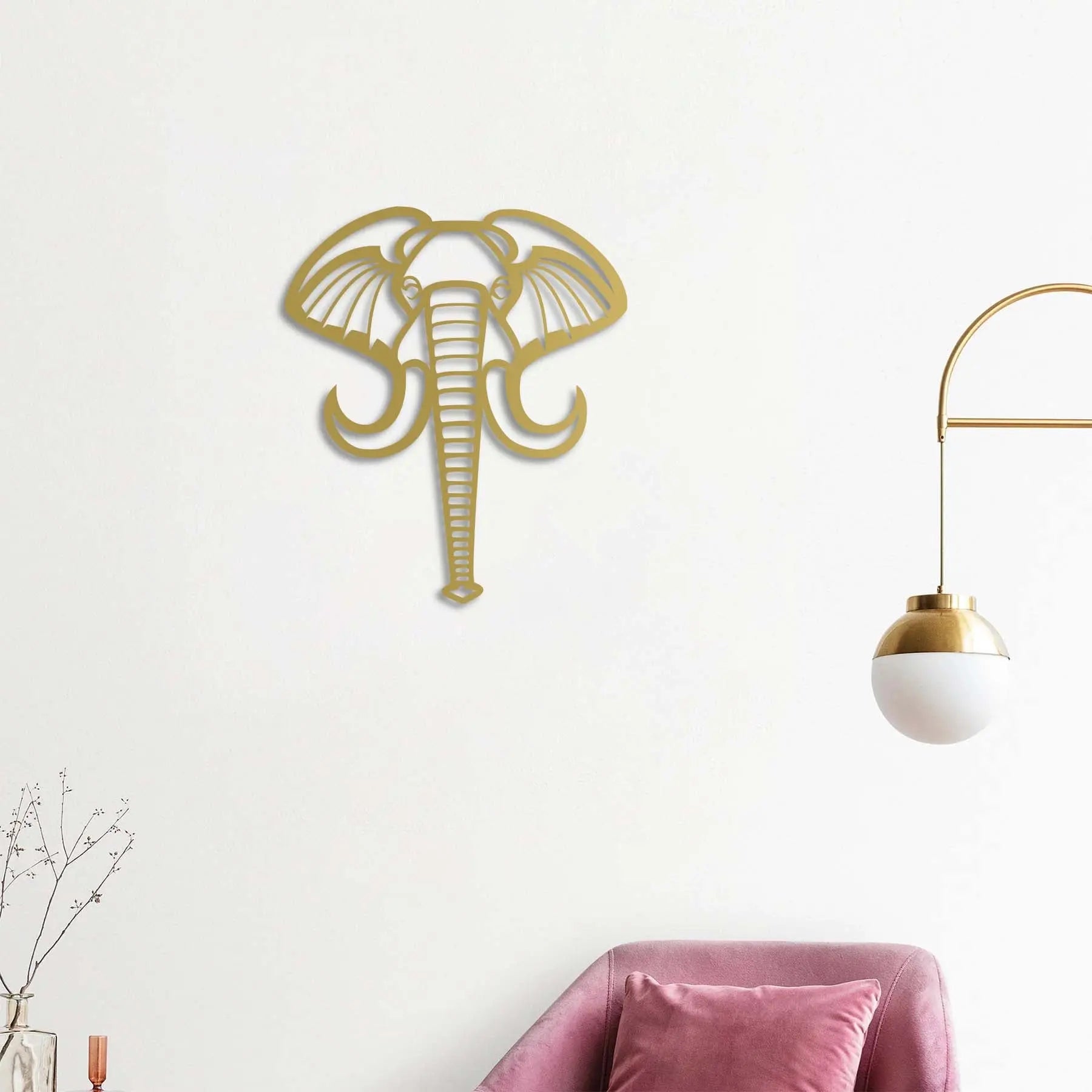 Zarif Fil Metal Duvar Dekoru Laser Artique