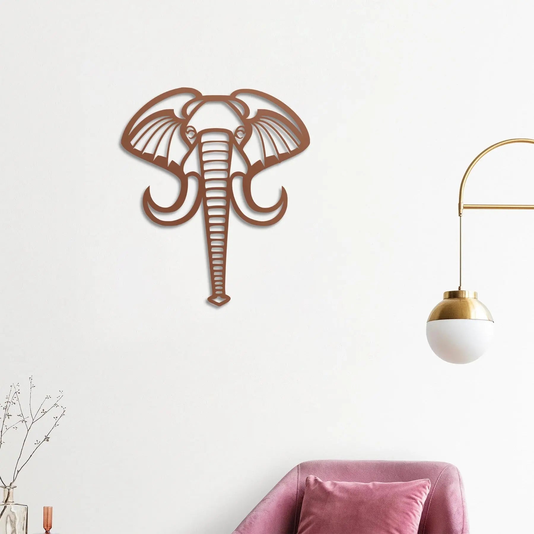 Zarif Fil Metal Duvar Dekoru Laser Artique