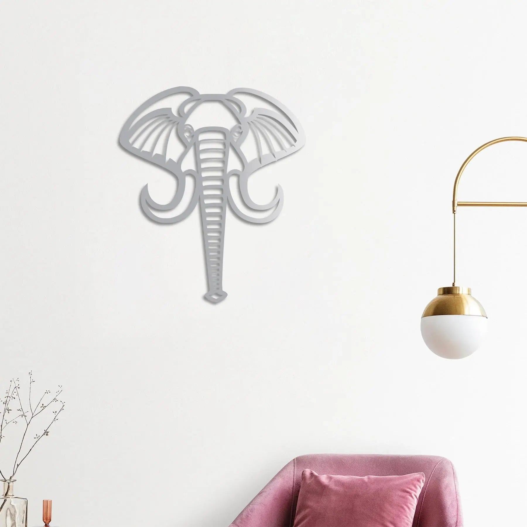 Zarif Fil Metal Duvar Dekoru Laser Artique