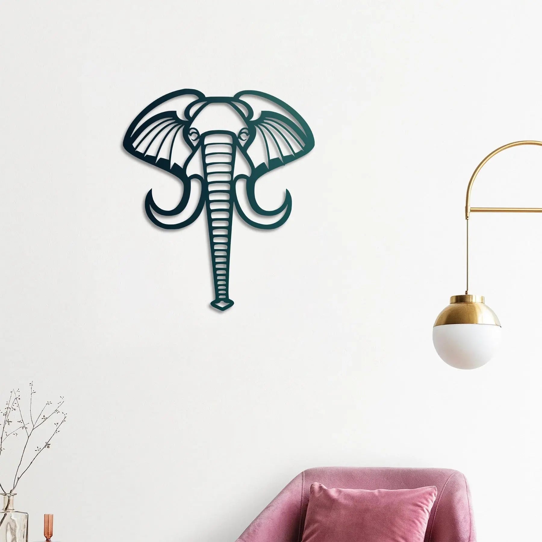 Zarif Fil Metal Duvar Dekoru Laser Artique