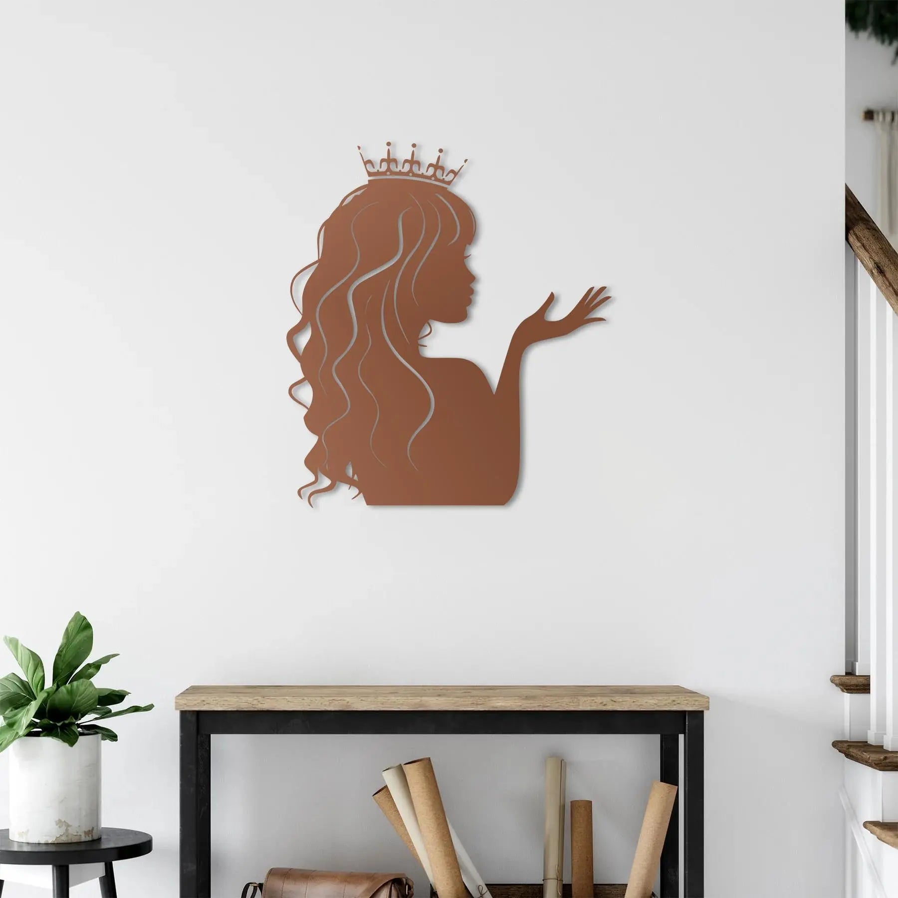 Zarif Prenses Silueti Metal Duvar Dekoru Laser Artique