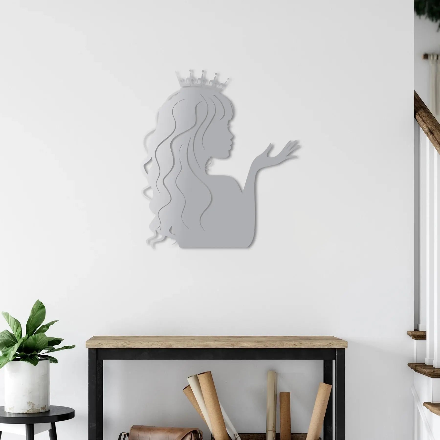 Zarif Prenses Silueti Metal Duvar Dekoru Laser Artique