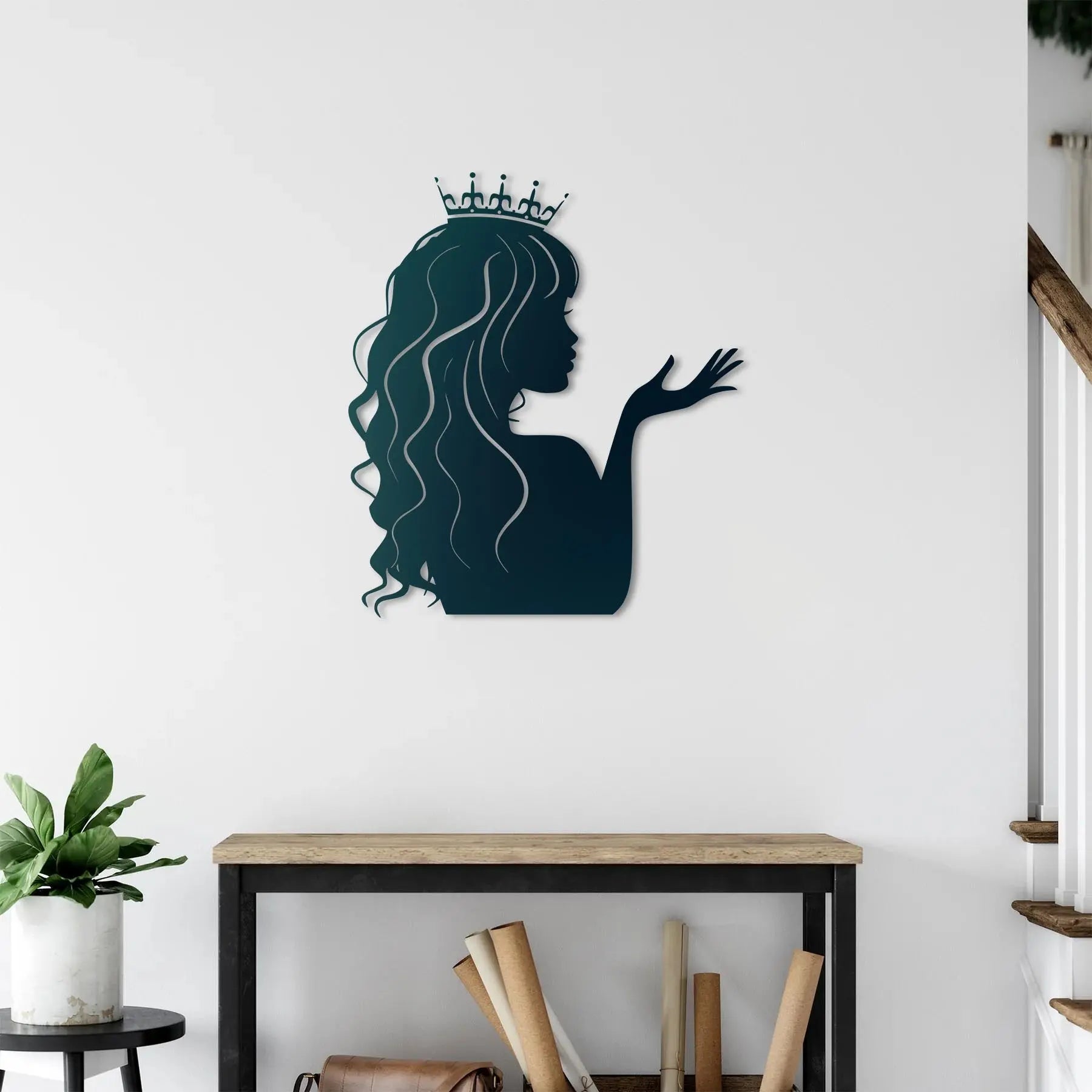 Zarif Prenses Silueti Metal Duvar Dekoru Laser Artique