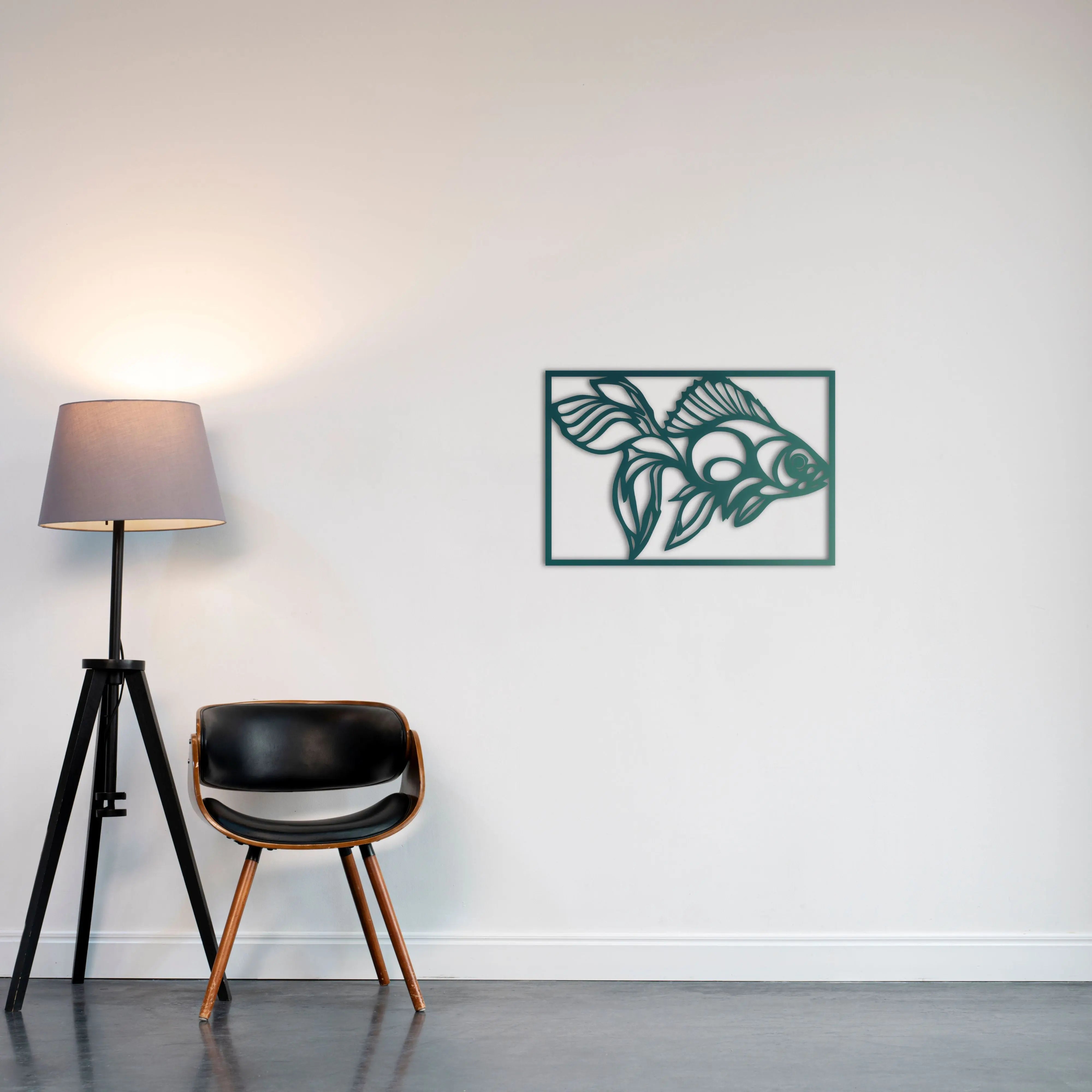 Akıntıya Karşı Balık Metal Duvar Dekoru Laser Artique