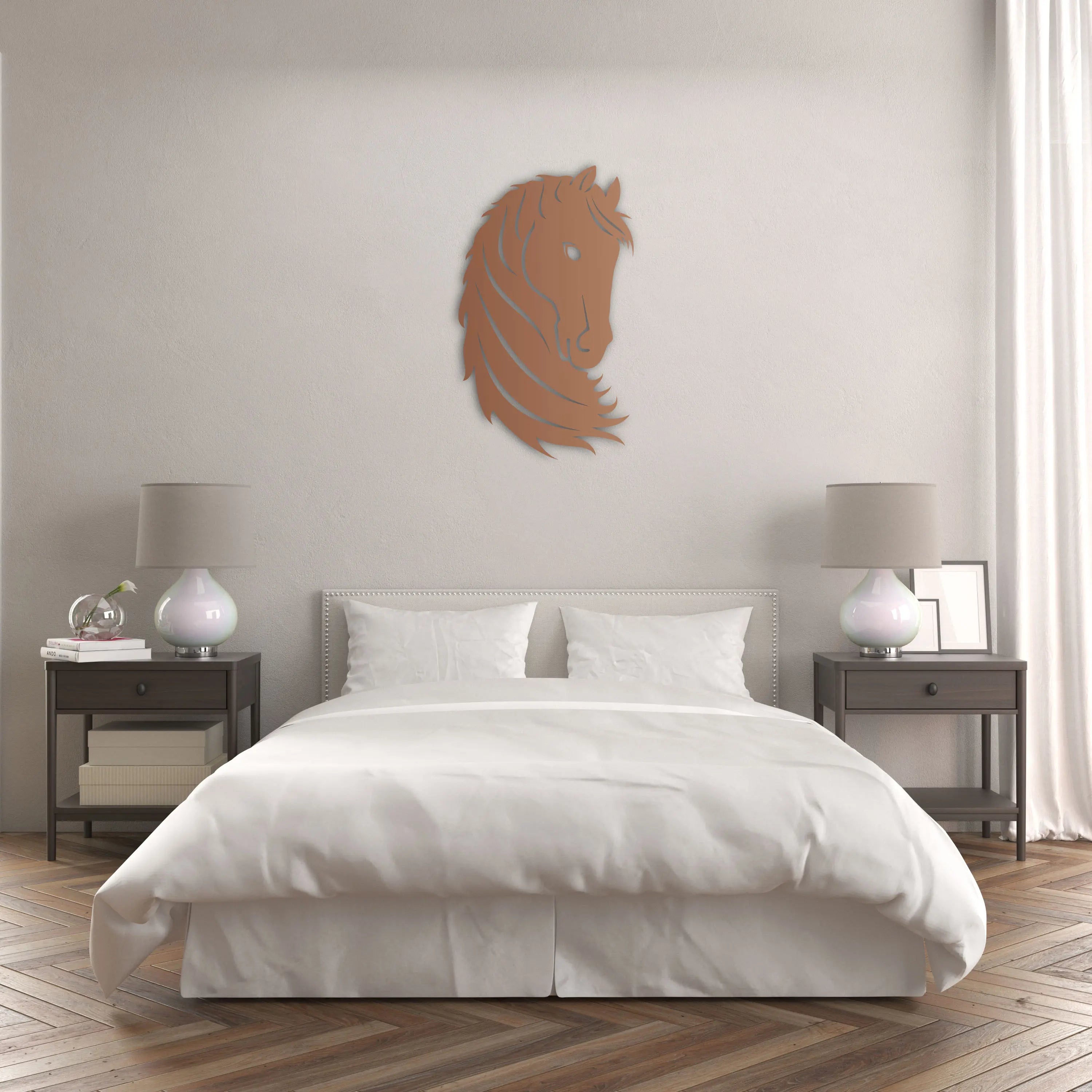 Asil Bakış At Figürü Metal Duvar Dekoru Laser Artique