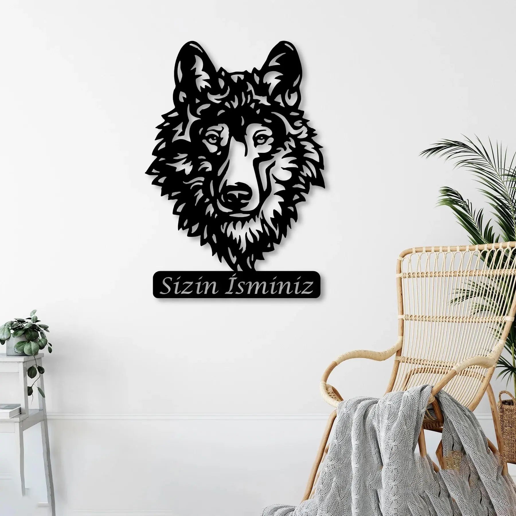 Asil Kurt Metal Duvar Dekoru Laser Artique