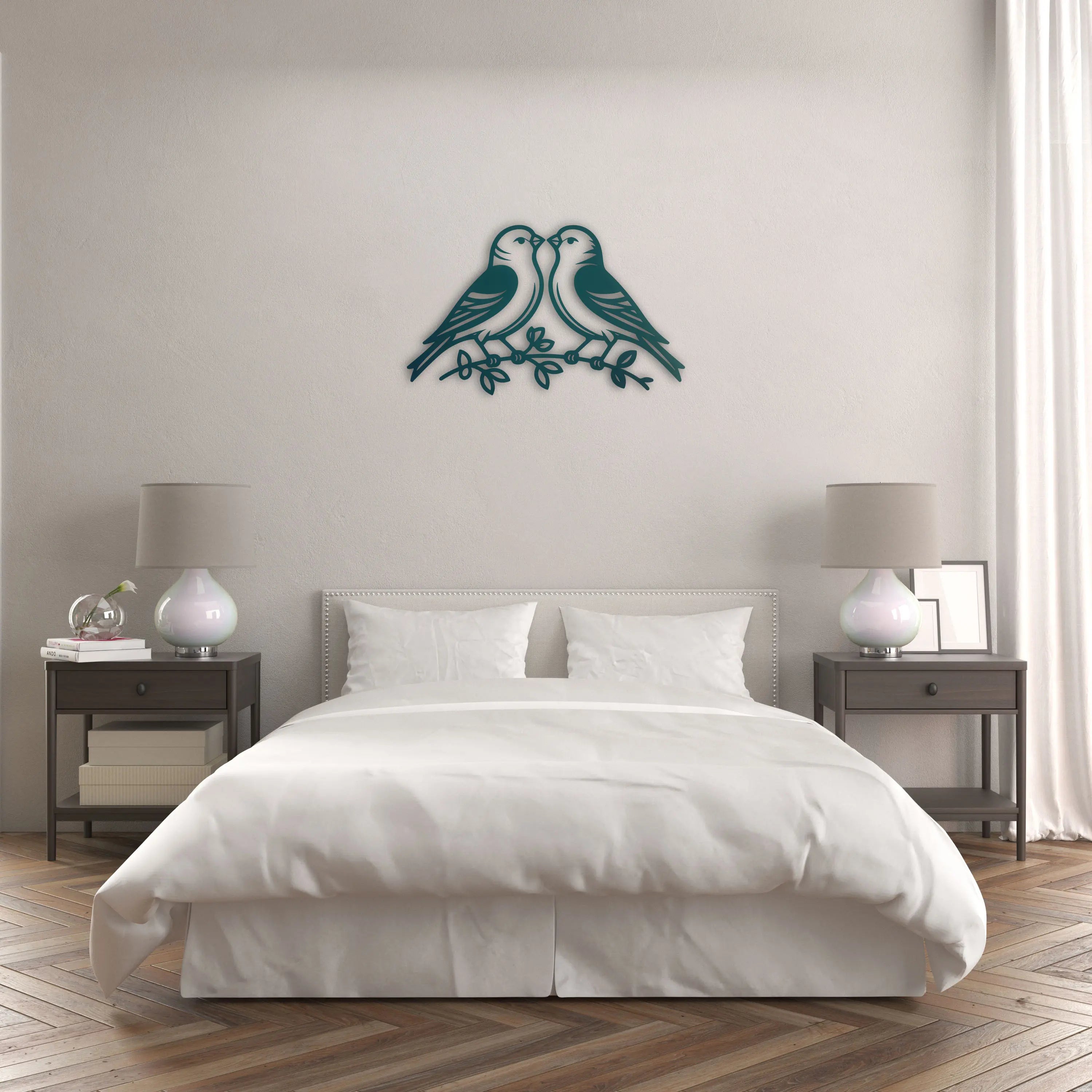 Aşkın Kanatları Kuşlar Metal Duvar Dekoru Laser Artique