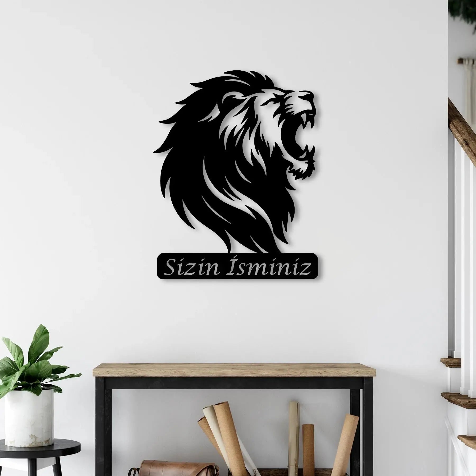 Aslan Kükreyişi Metal Duvar Dekoru Laser Artique