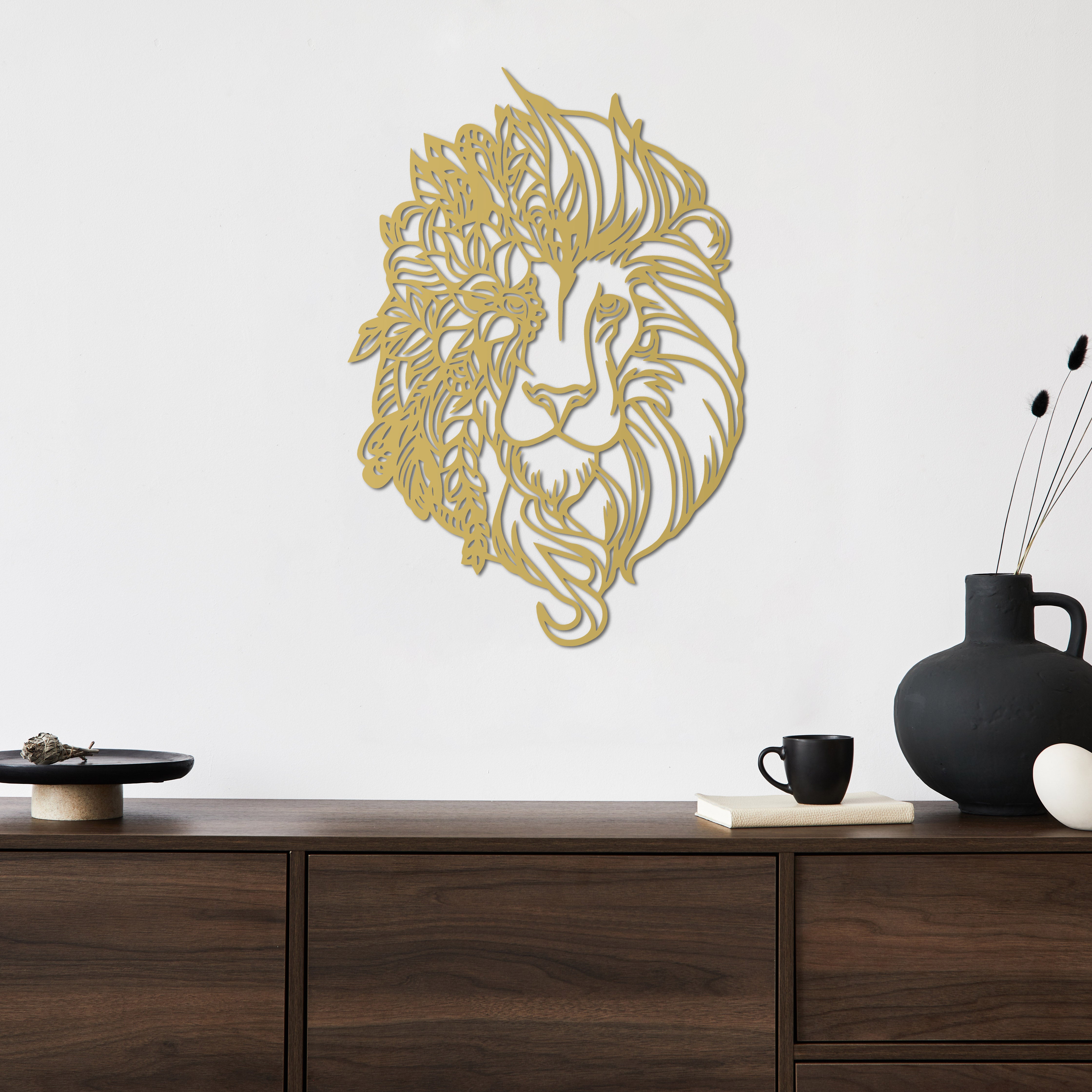 Aslan Ruhu Metal Duvar Dekoru Laser Artique