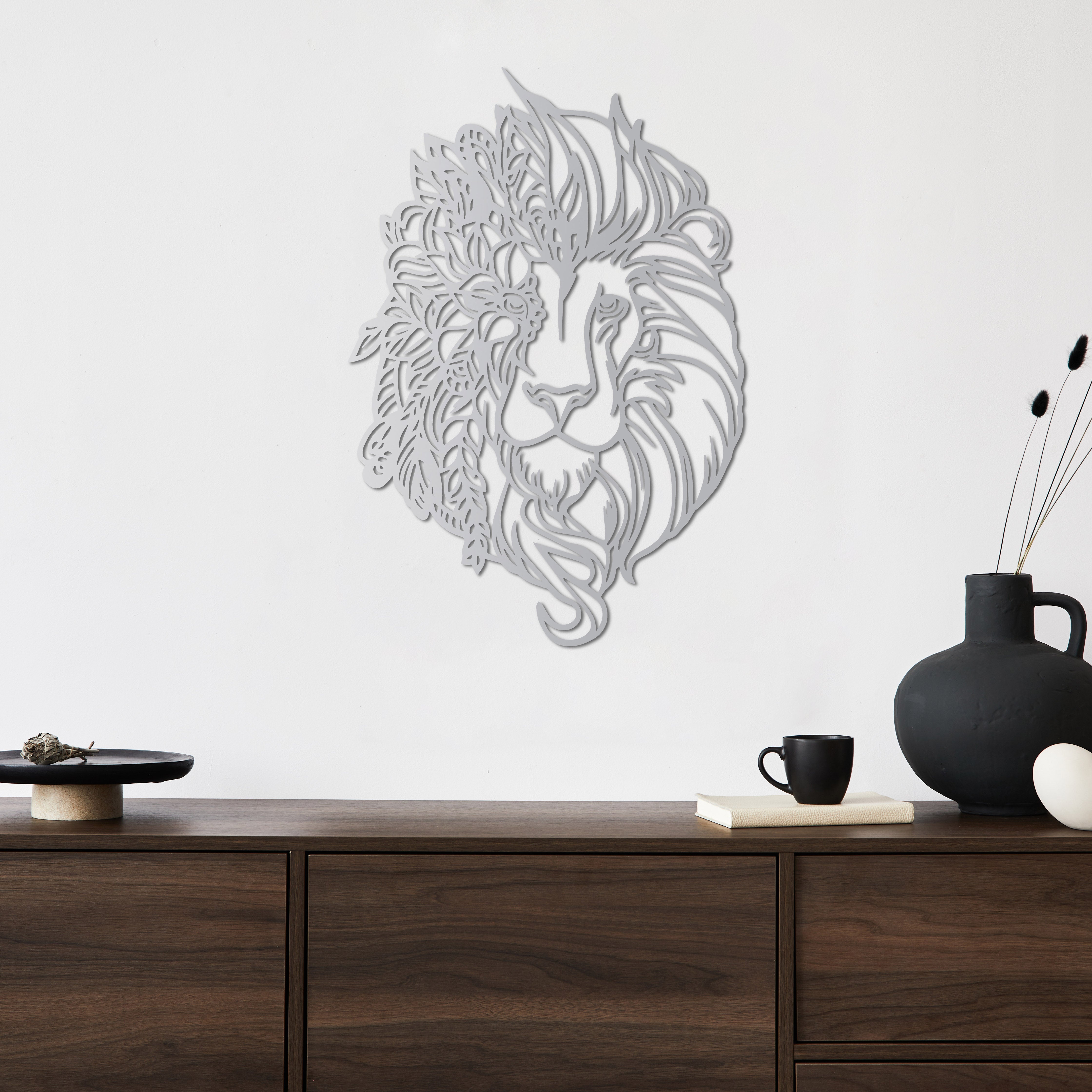 Aslan Ruhu Metal Duvar Dekoru Laser Artique