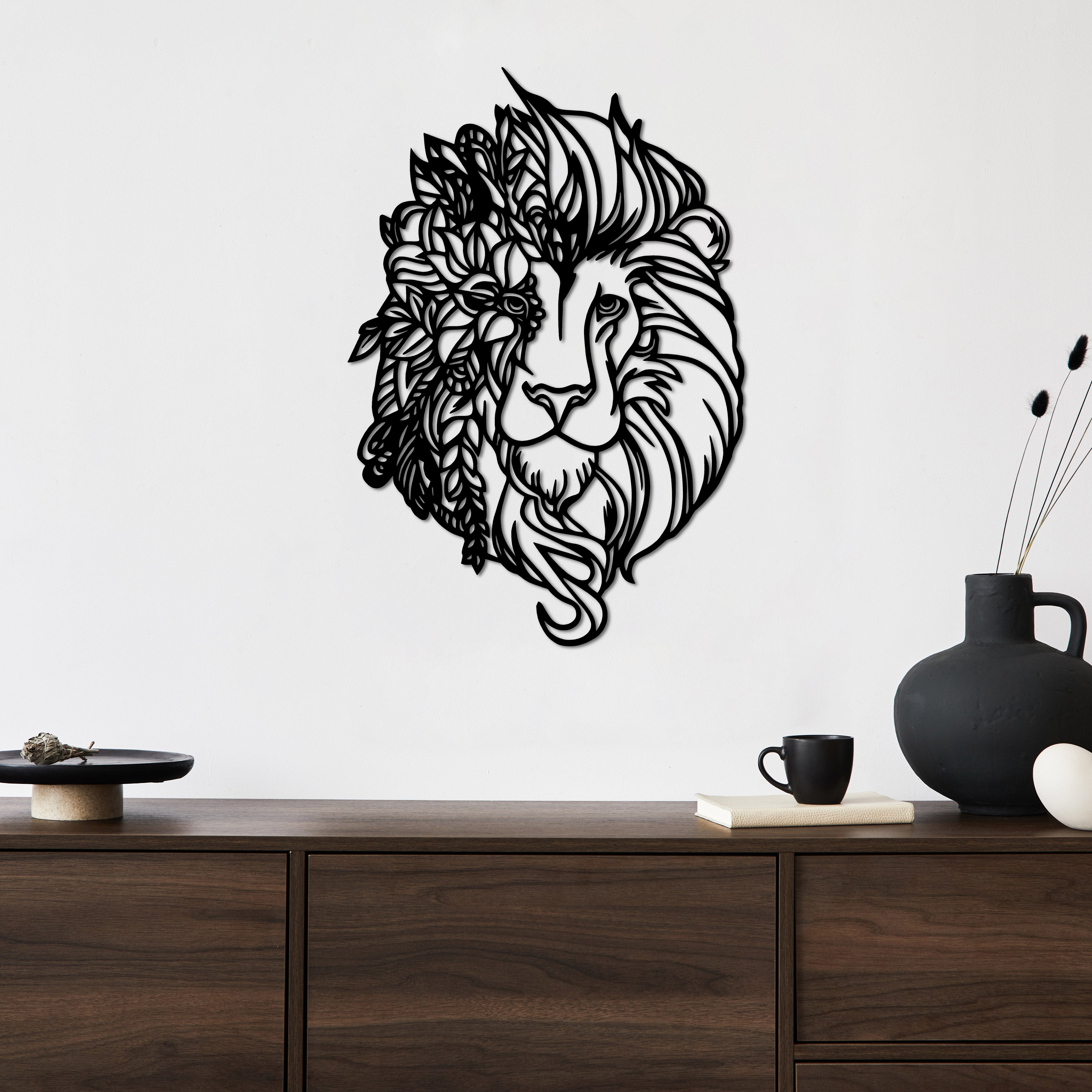Aslan Ruhu Metal Duvar Dekoru Laser Artique