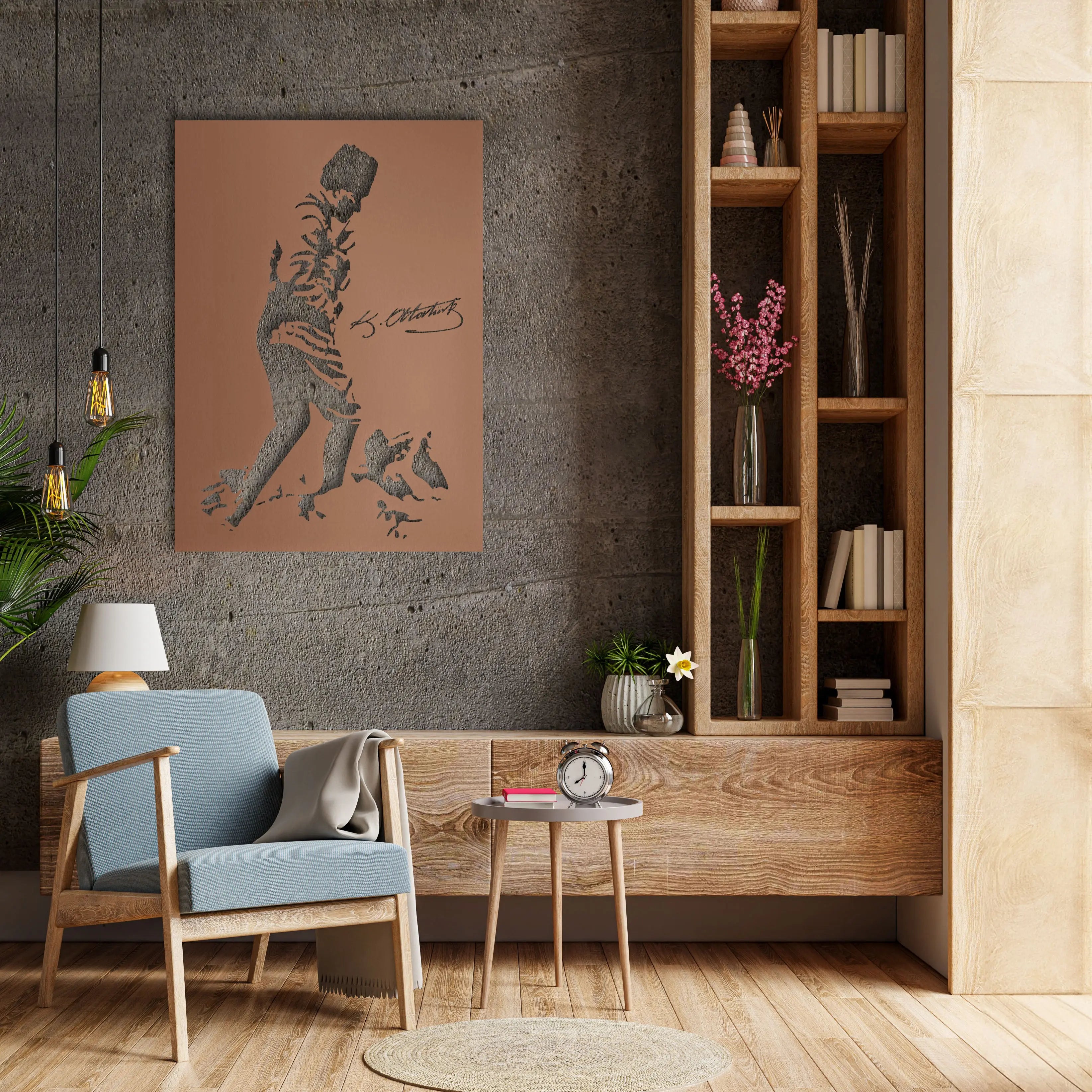 Ebedî Komutan: Atatürk'ün Silüeti Metal Duvar Dekoru Laser Artique