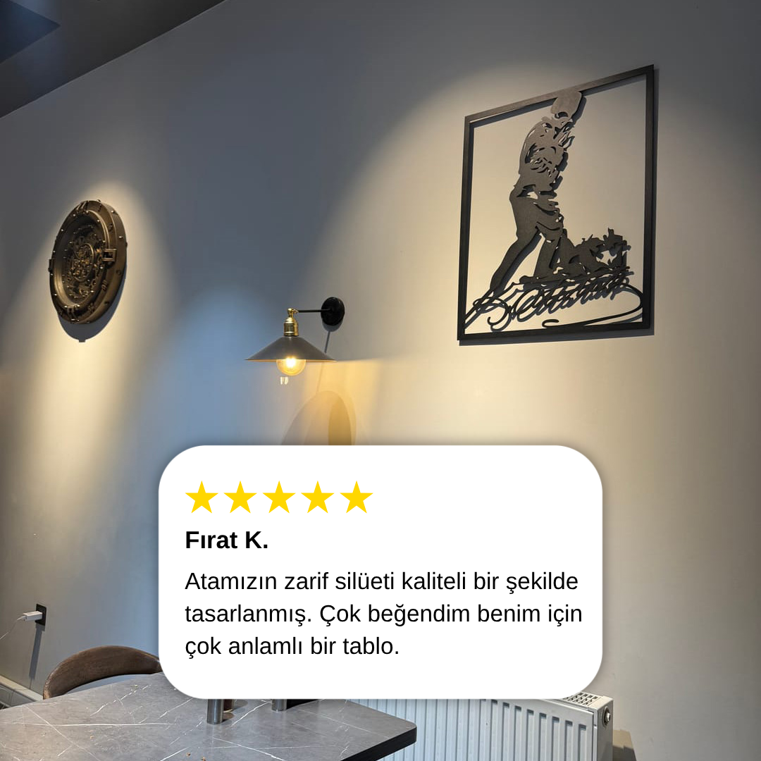 Kahraman Komutan Atatürk Metal Duvar Dekoru Laser Artique