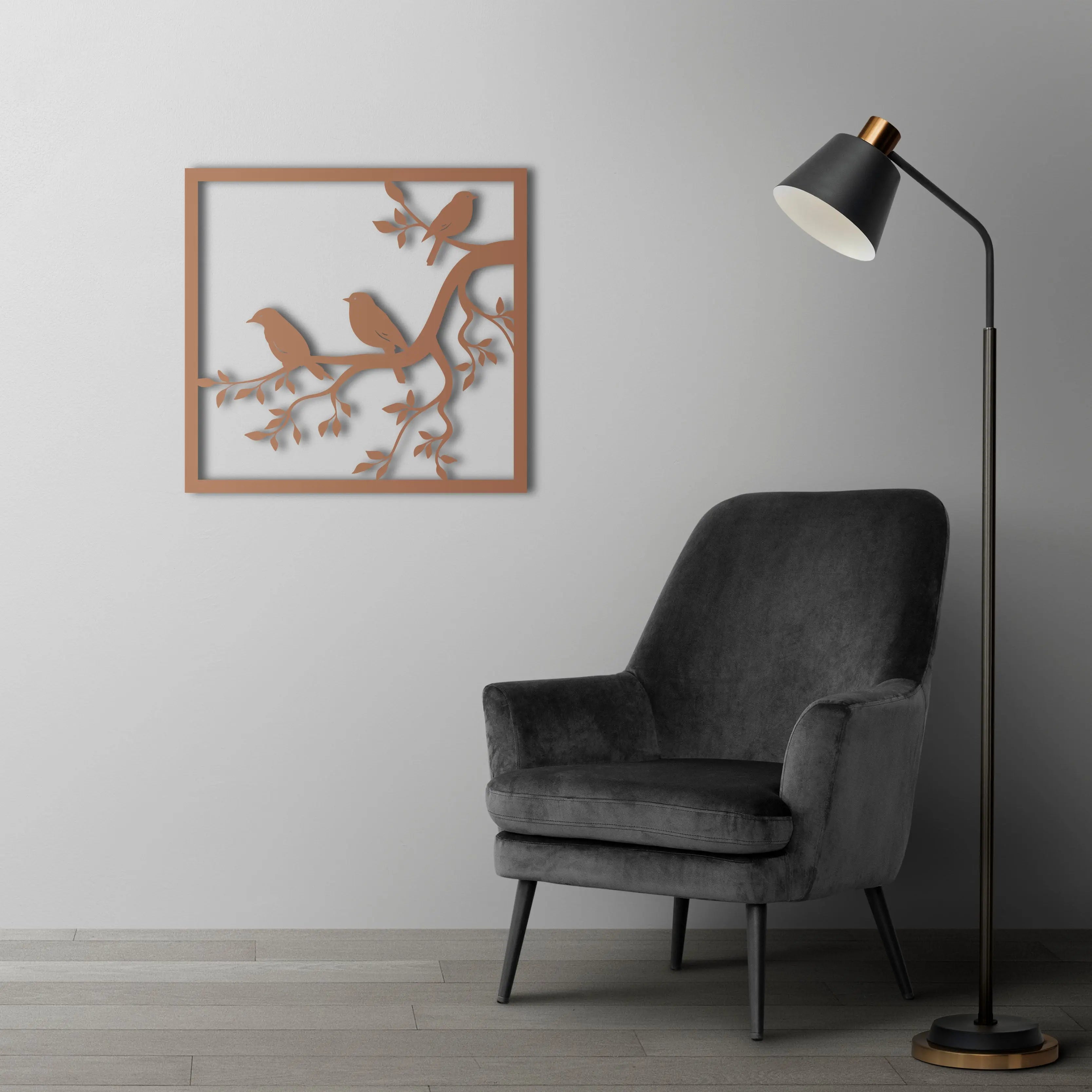 Baharın Ezgisi Kuşlar Metal Duvar Dekoru Laser Artique