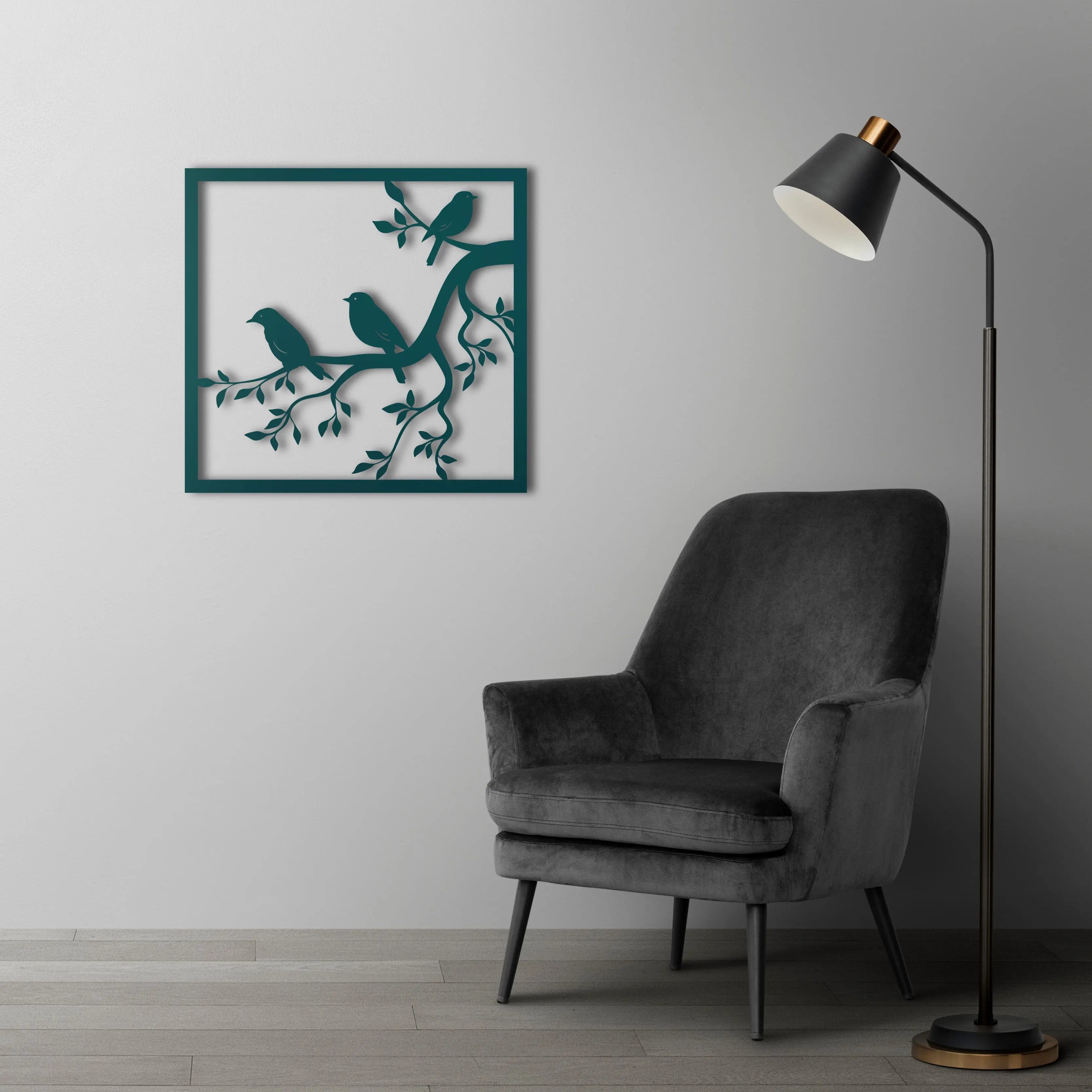 Baharın Ezgisi Kuşlar Metal Duvar Dekoru Laser Artique