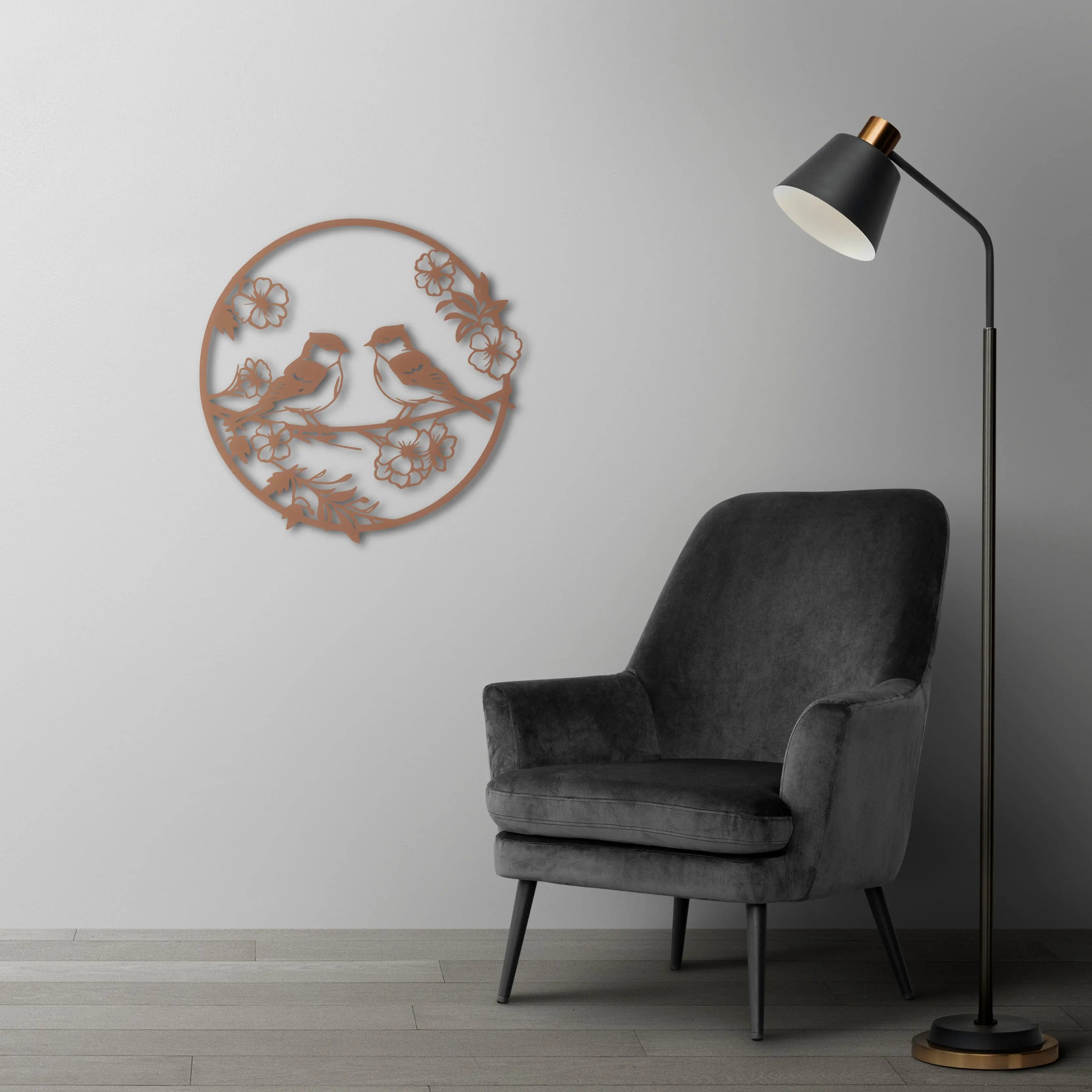 Baharın Sesi Kuşlar Metal Duvar Dekoru Laser Artique