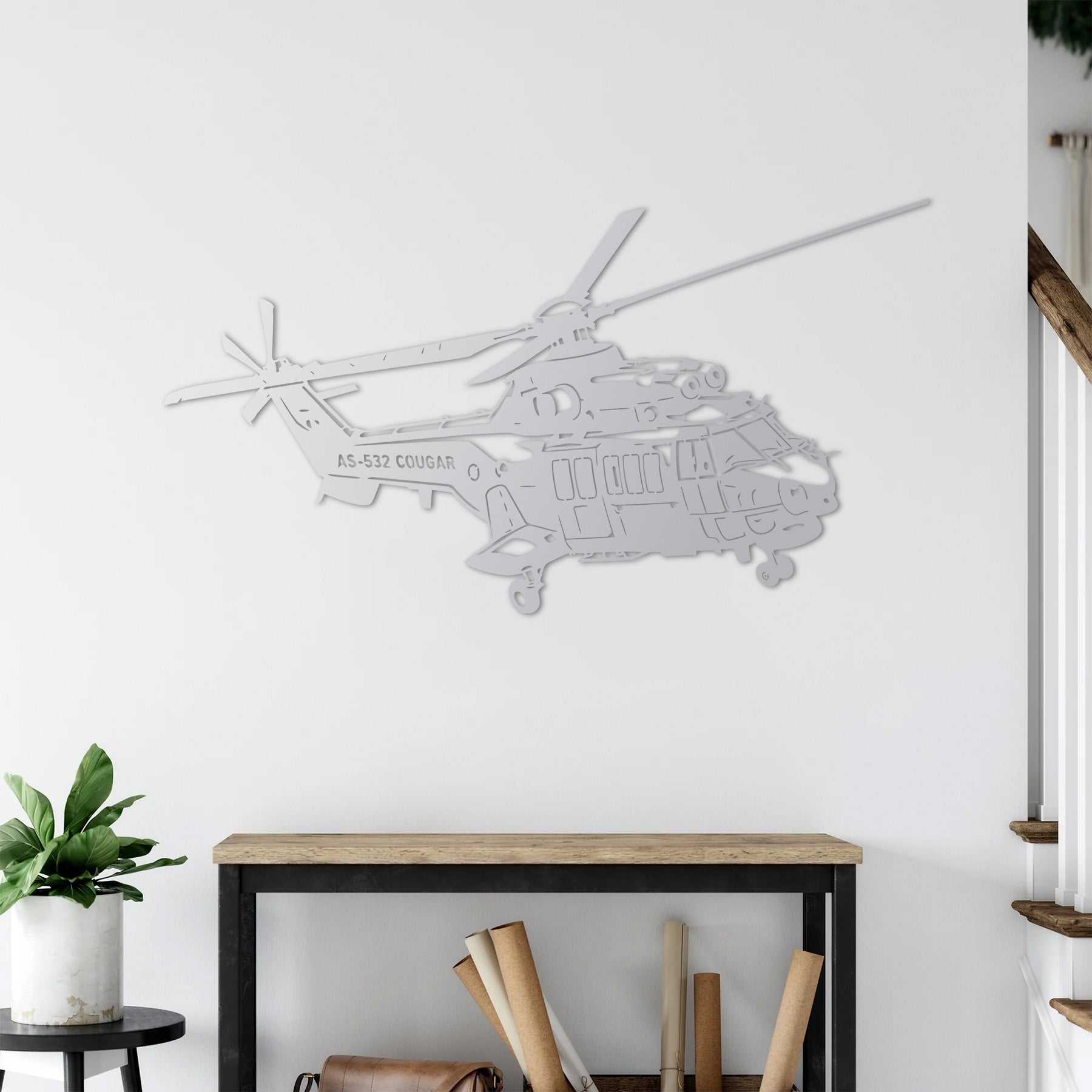 AS-532 Cougar - Sessiz Görev Helikopter Metal Duvar Dekoru