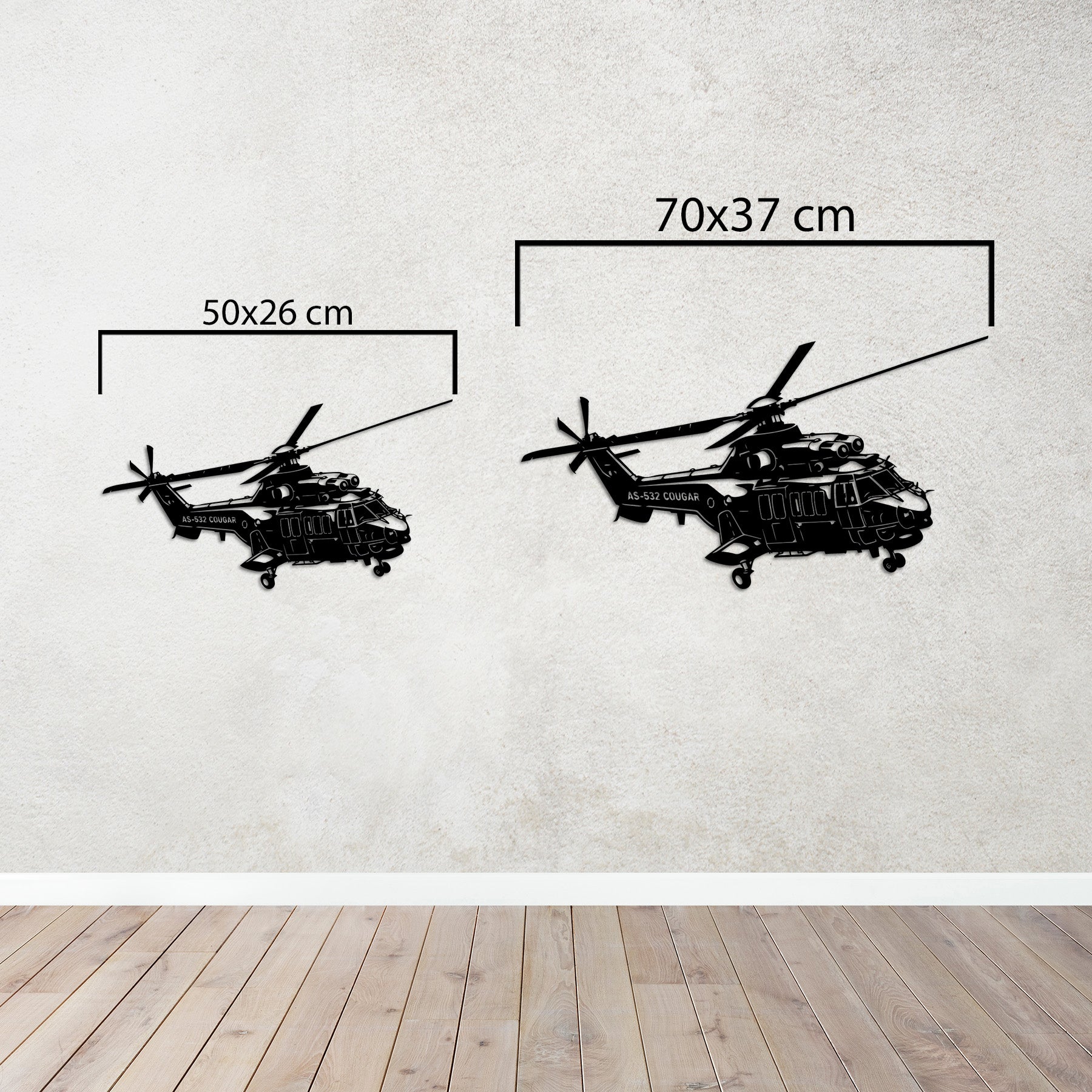 AS-532 Cougar - Sessiz Görev Helikopter Metal Duvar Dekoru