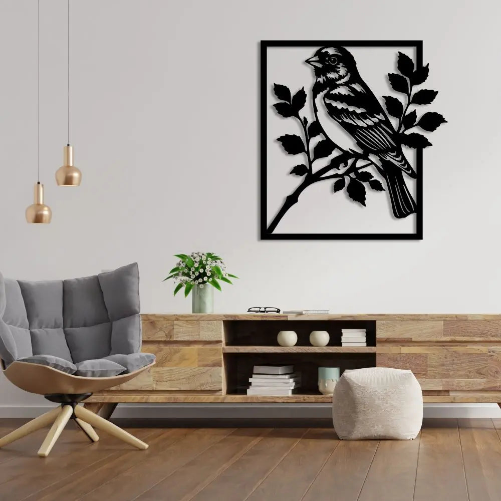 Doğa Şarkısı Kuş Metal Duvar Dekoru Laser Artique