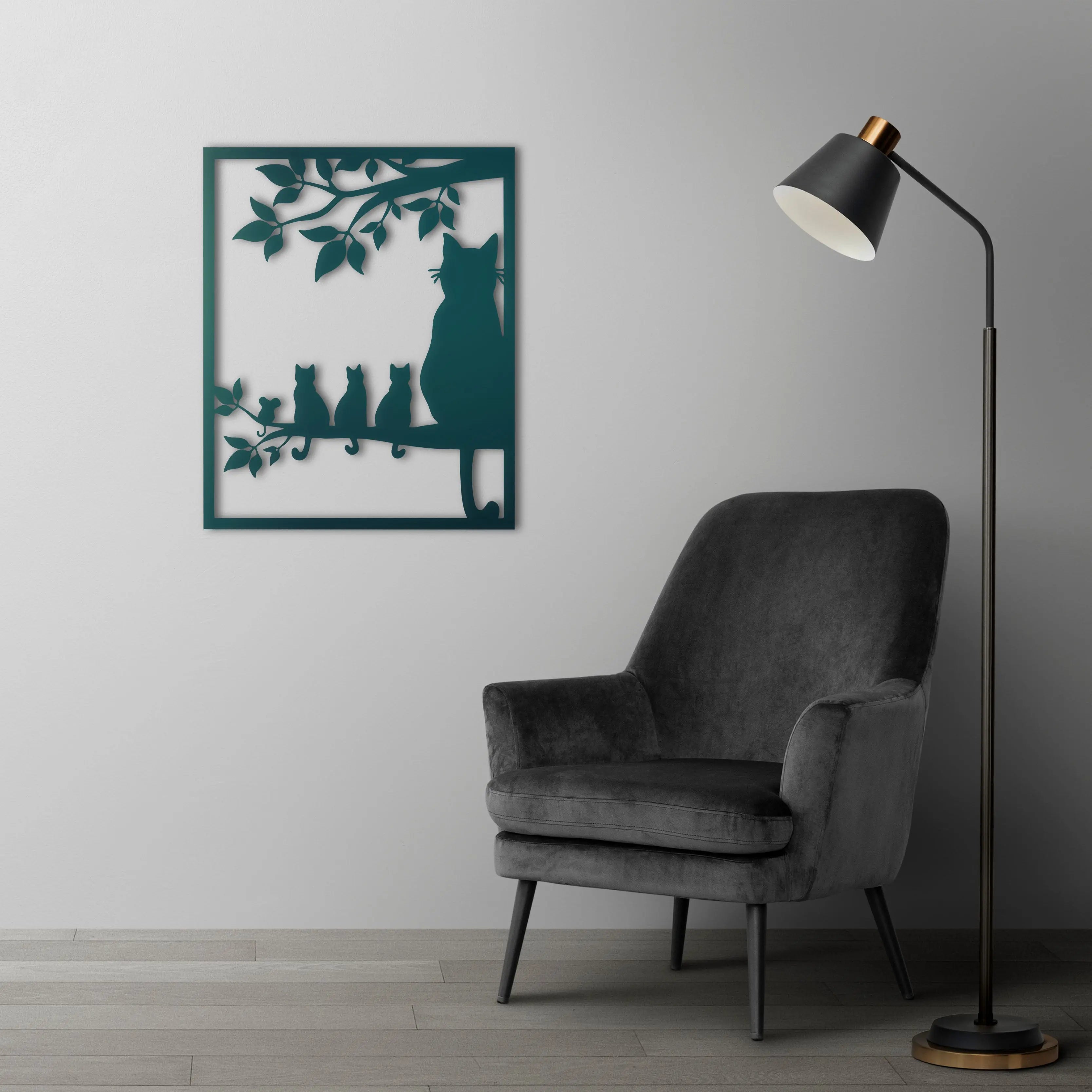 Daldaki Kediler Metal Duvar Dekoru Laser Artique