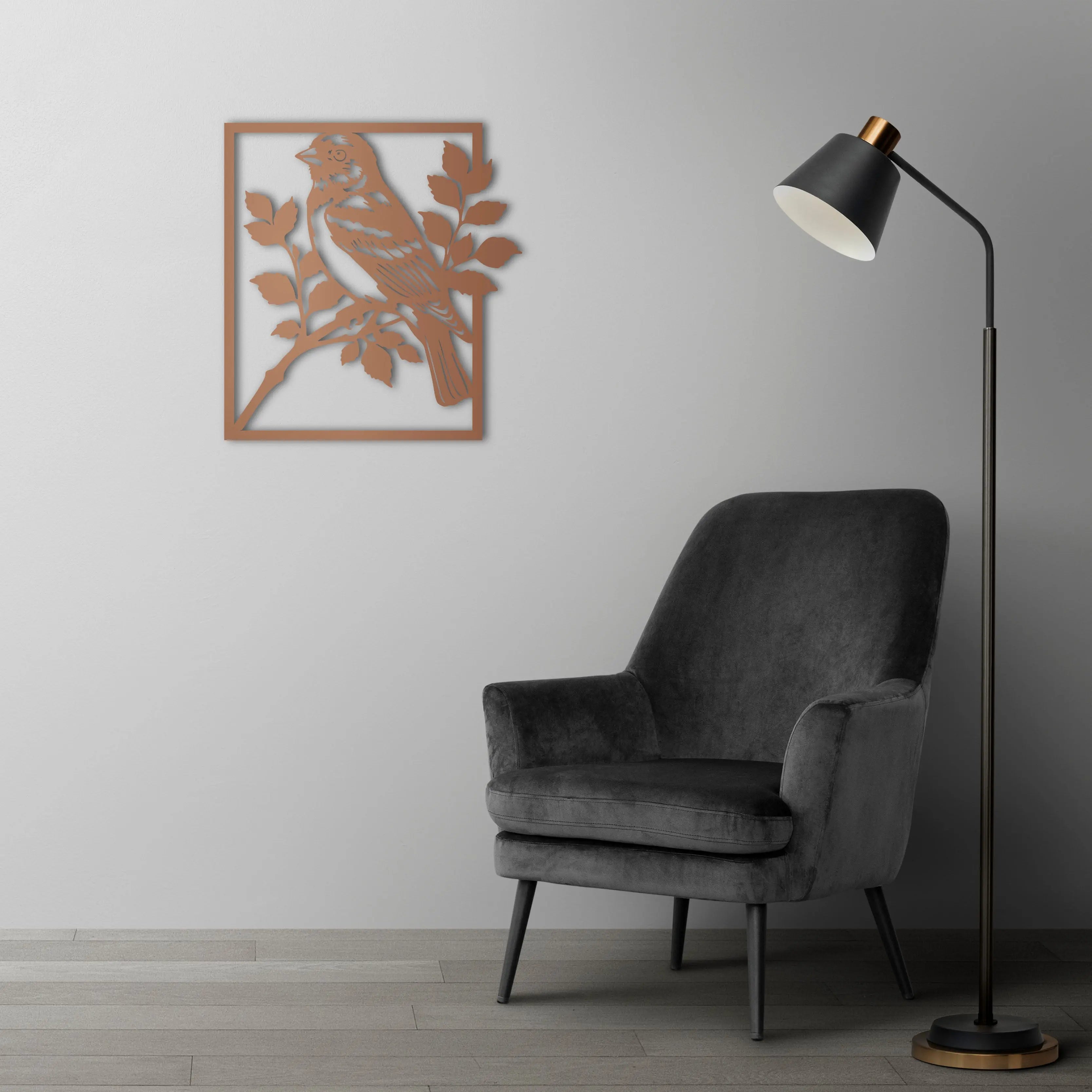 Doğa Şarkısı Kuş Metal Duvar Dekoru Laser Artique