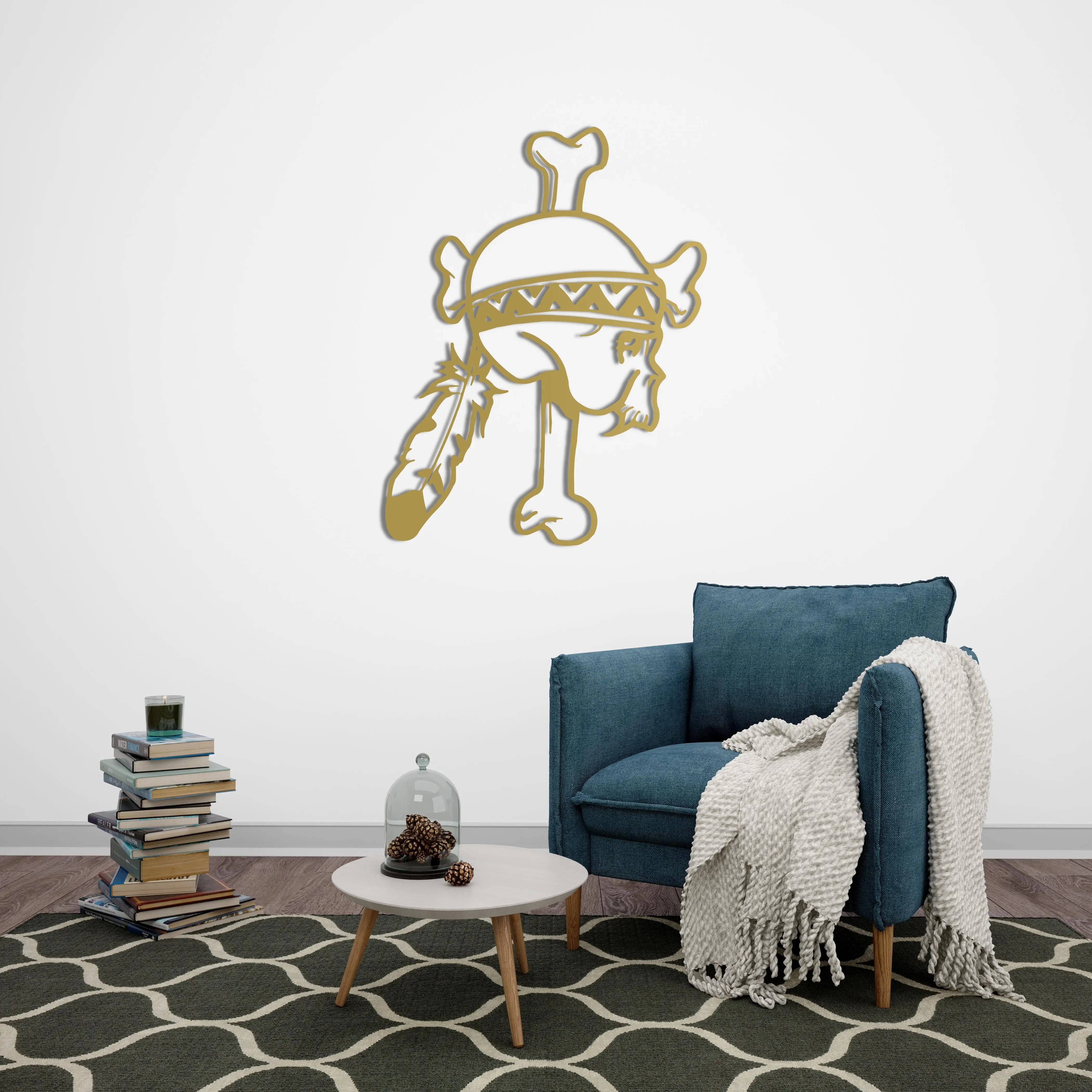 Kızılderili Kuru Kafa – Metal Duvar Dekoru Laser Artique