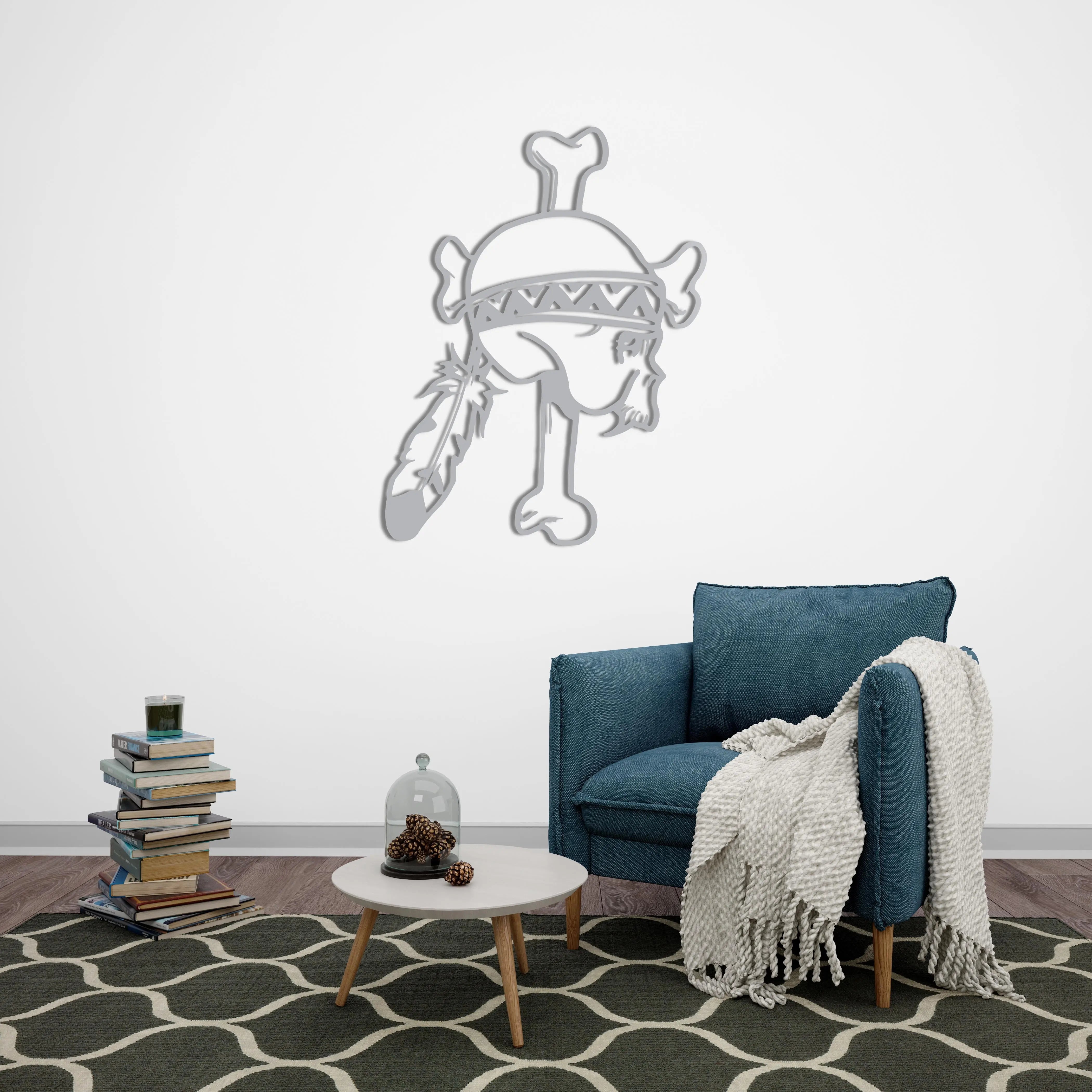 Kızılderili Kuru Kafa – Metal Duvar Dekoru Laser Artique