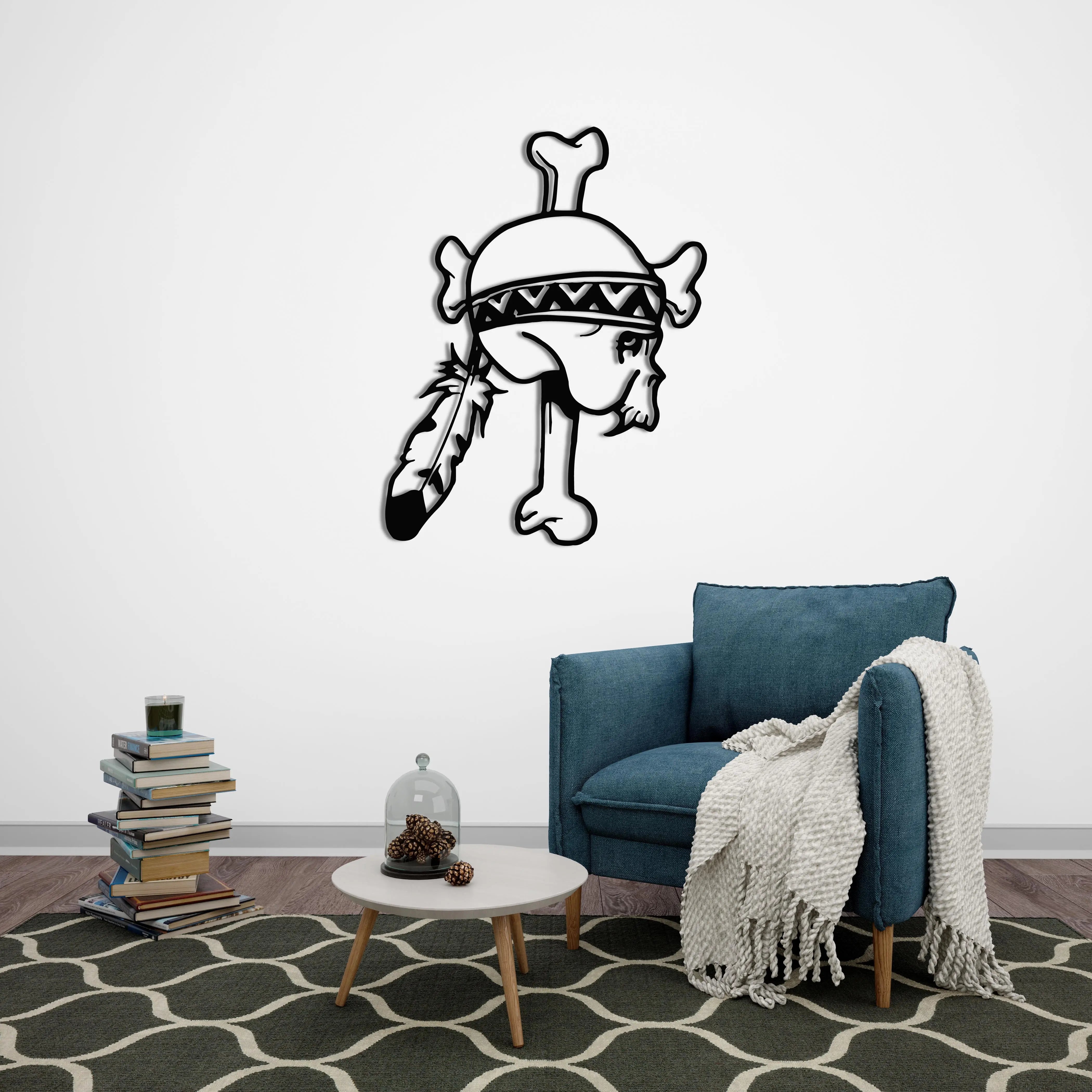 Kızılderili Kuru Kafa – Metal Duvar Dekoru Laser Artique