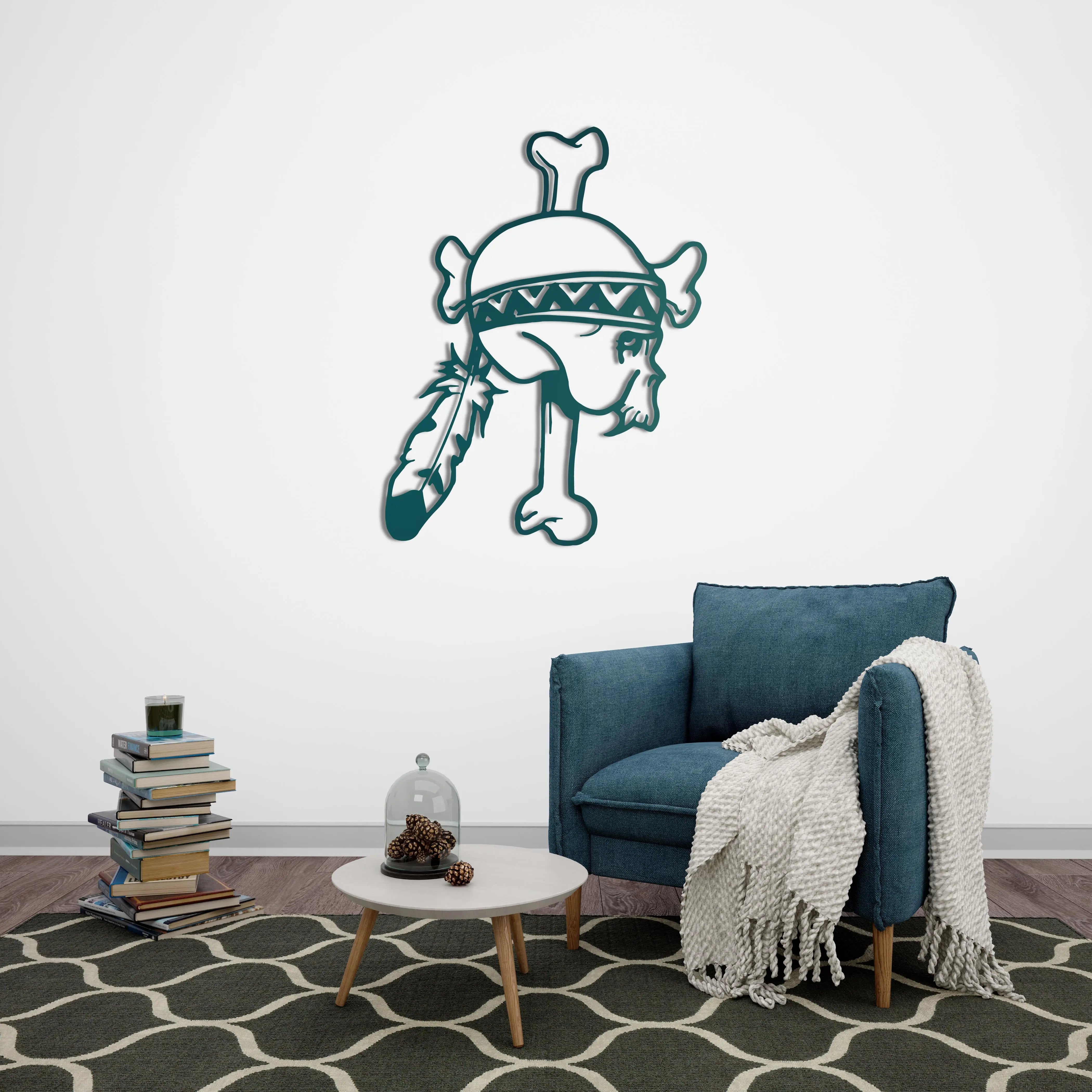 Kızılderili Kuru Kafa – Metal Duvar Dekoru Laser Artique