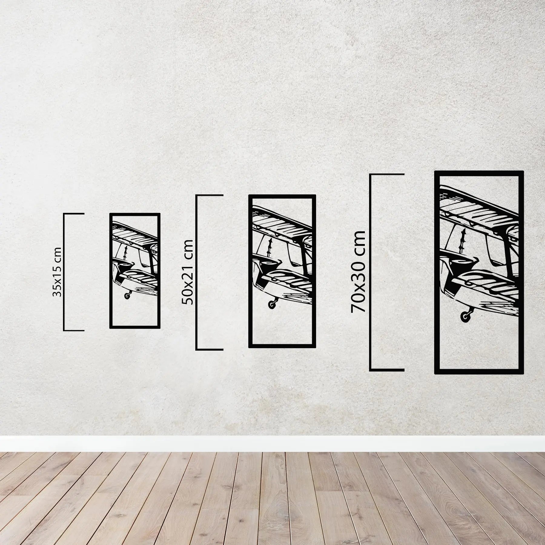 Vintage Uçak – Metal Duvar Dekoru (3 Parçalı) Laser Artique