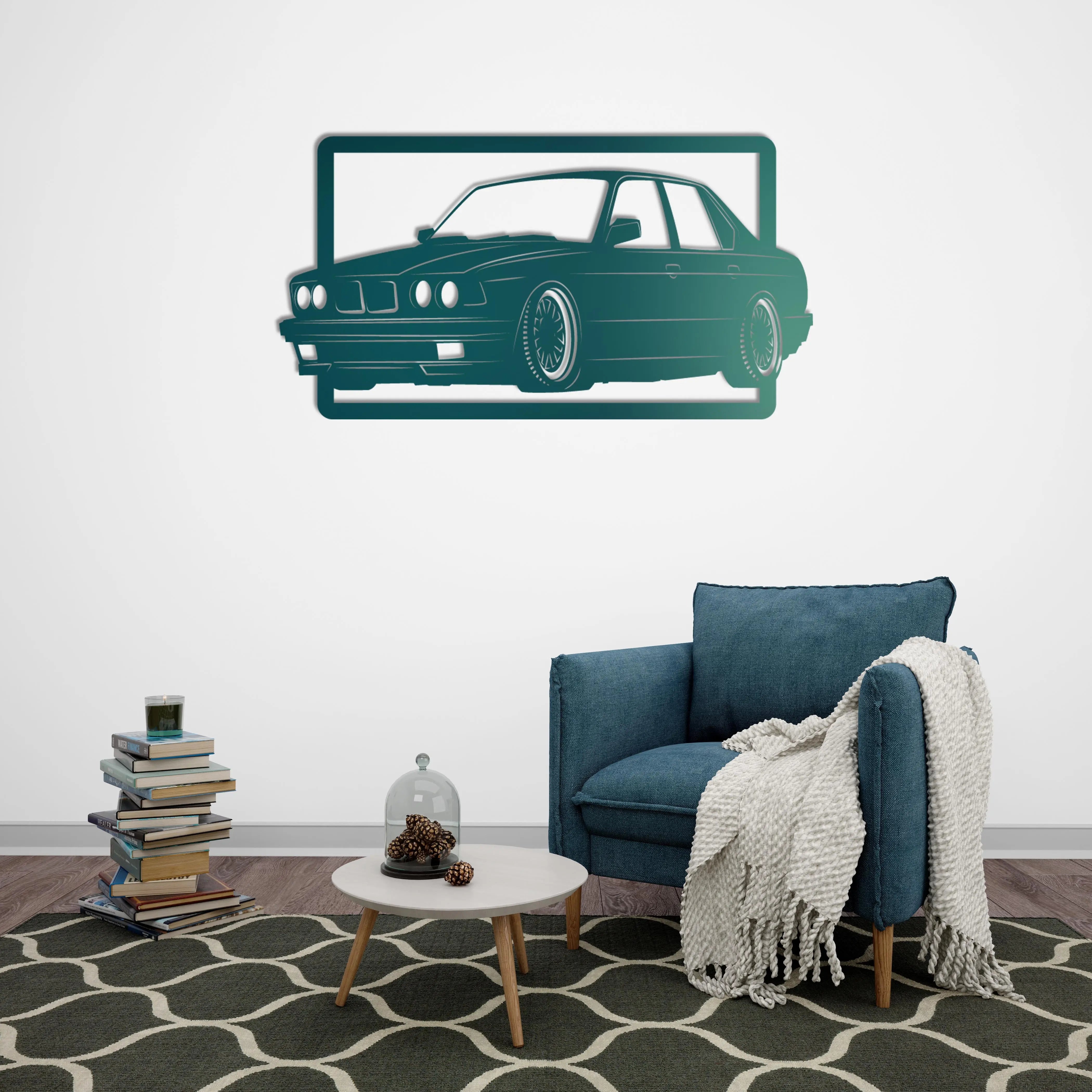 Klasik BMW E30 – Araba Metal Duvar Dekoru Laser Artique