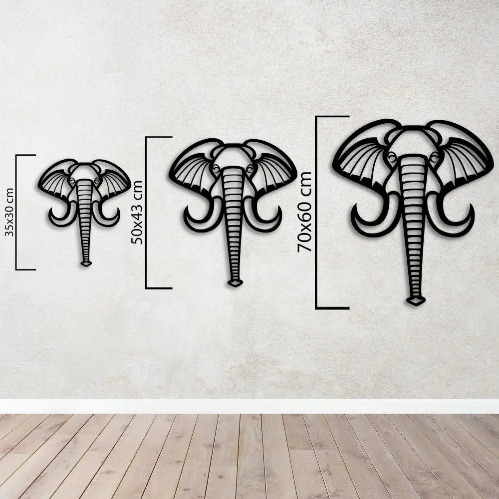 Zarif Fil Metal Duvar Dekoru Laser Artique