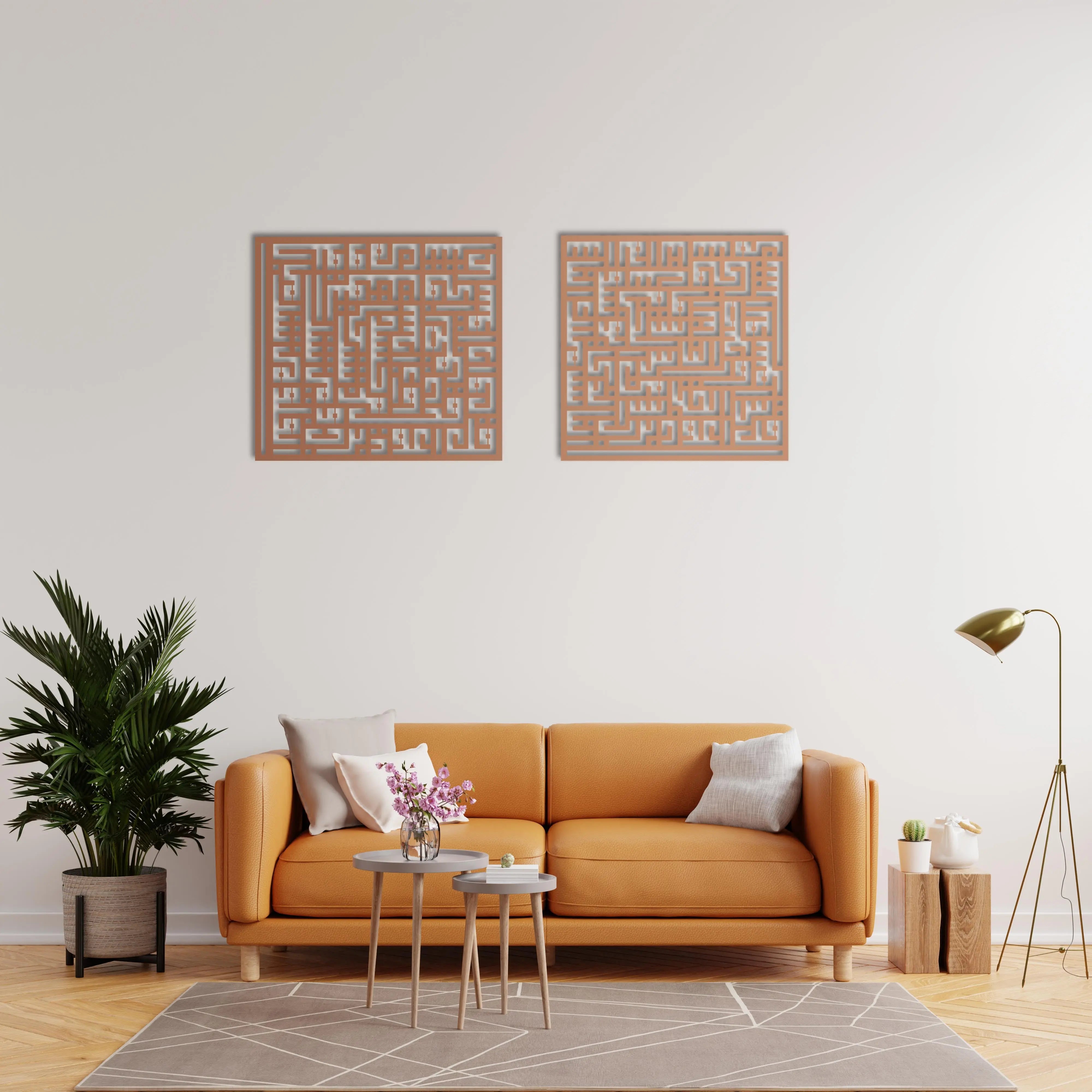 Felak ve Nas – İslami Kufi Hat Metal Duvar Dekoru Laser Artique
