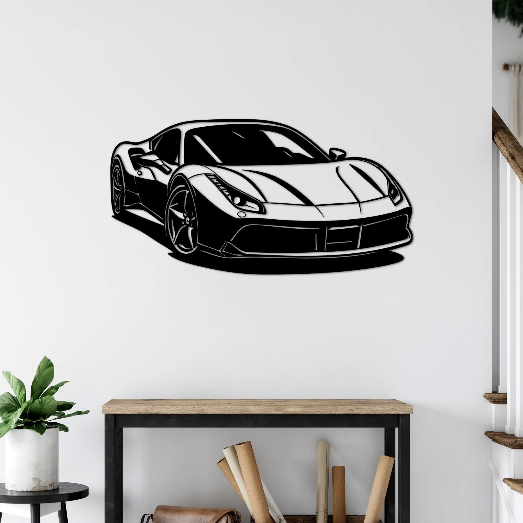 Ferrari 488 GTB – Araba Metal Duvar Dekoru Laser Artique