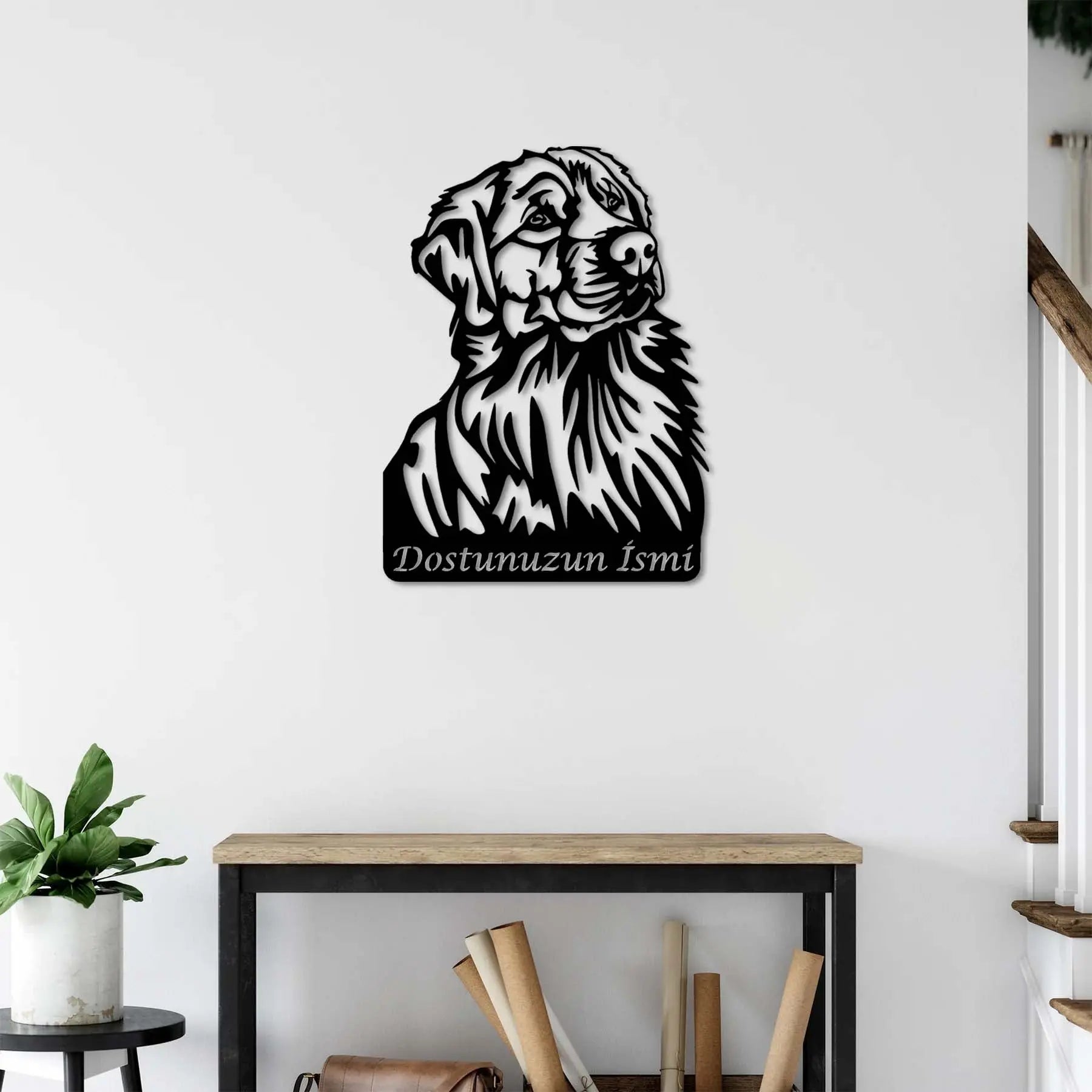 Golden Sadık Dost Metal Duvar Dekoru Laser Artique